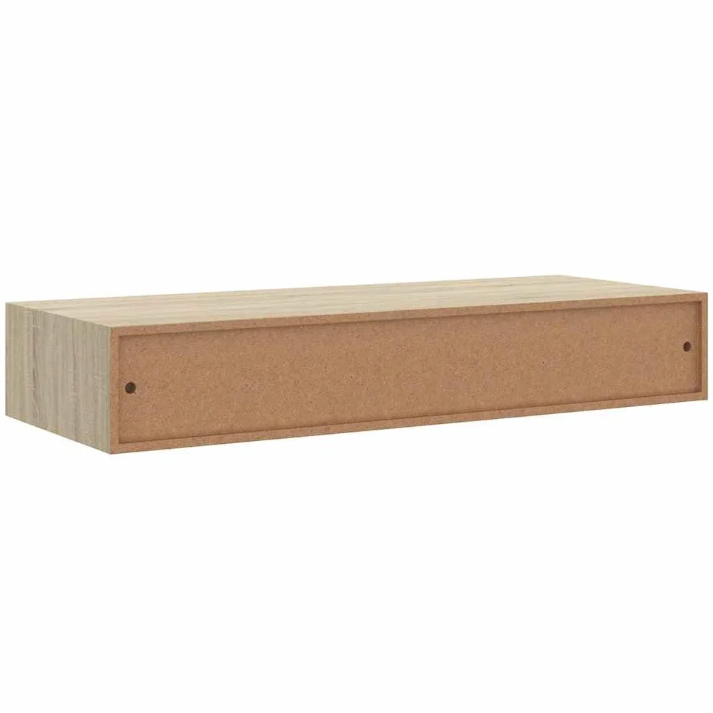 Regały ścienne z szufladami, 2 szt., wygląd dębu, 60 x 23,5 x 10 cm MDF, wiszące półki do montażu na ścianie, uniwersalna półka do salonu
