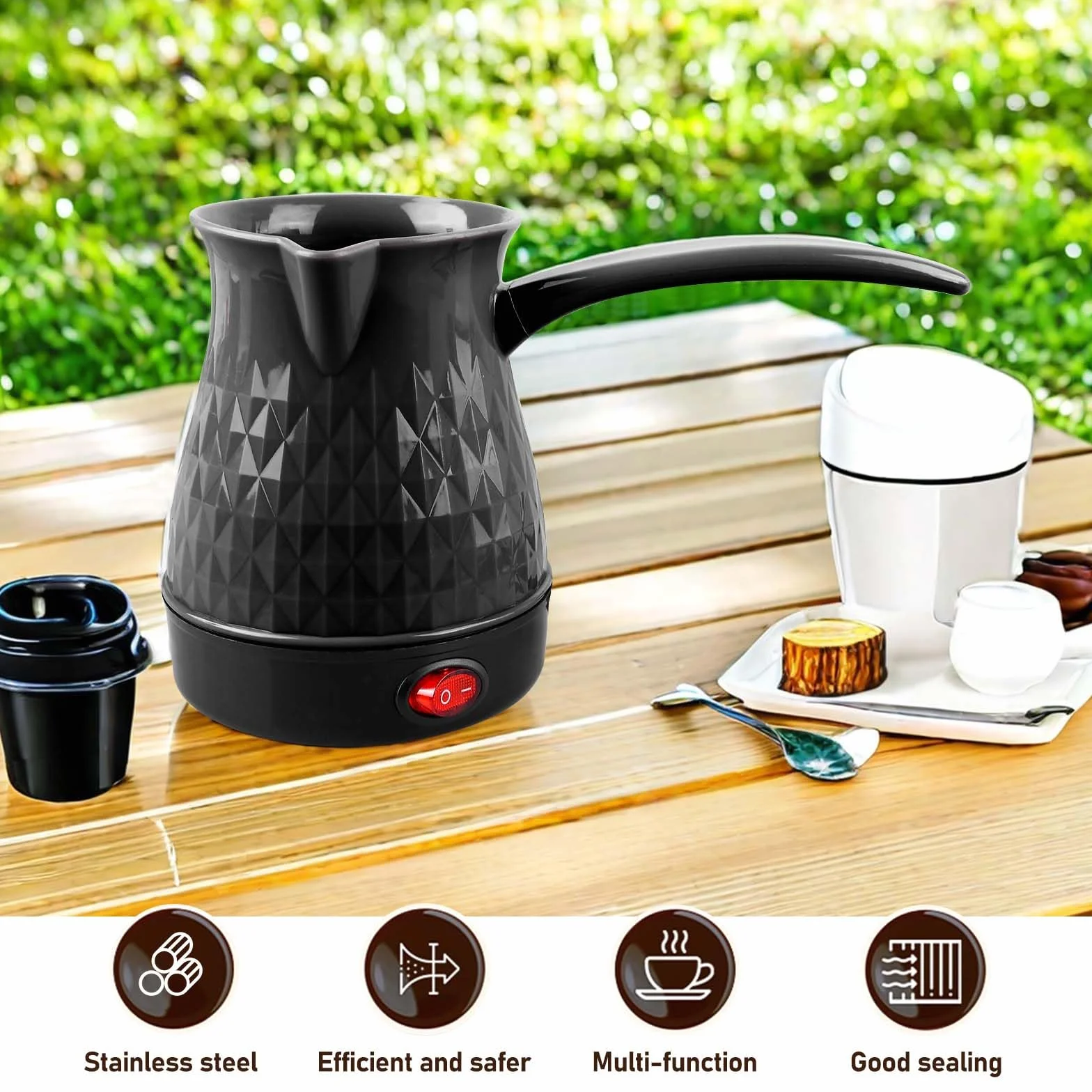 Elektryczny dzbanek do kawy, 500 ml, 600 W, elektryczny dzbanek do kawy, nadaje się do prania, elektryczny turecki dzbanek do kawy do domu, biura, mocca i herbaty