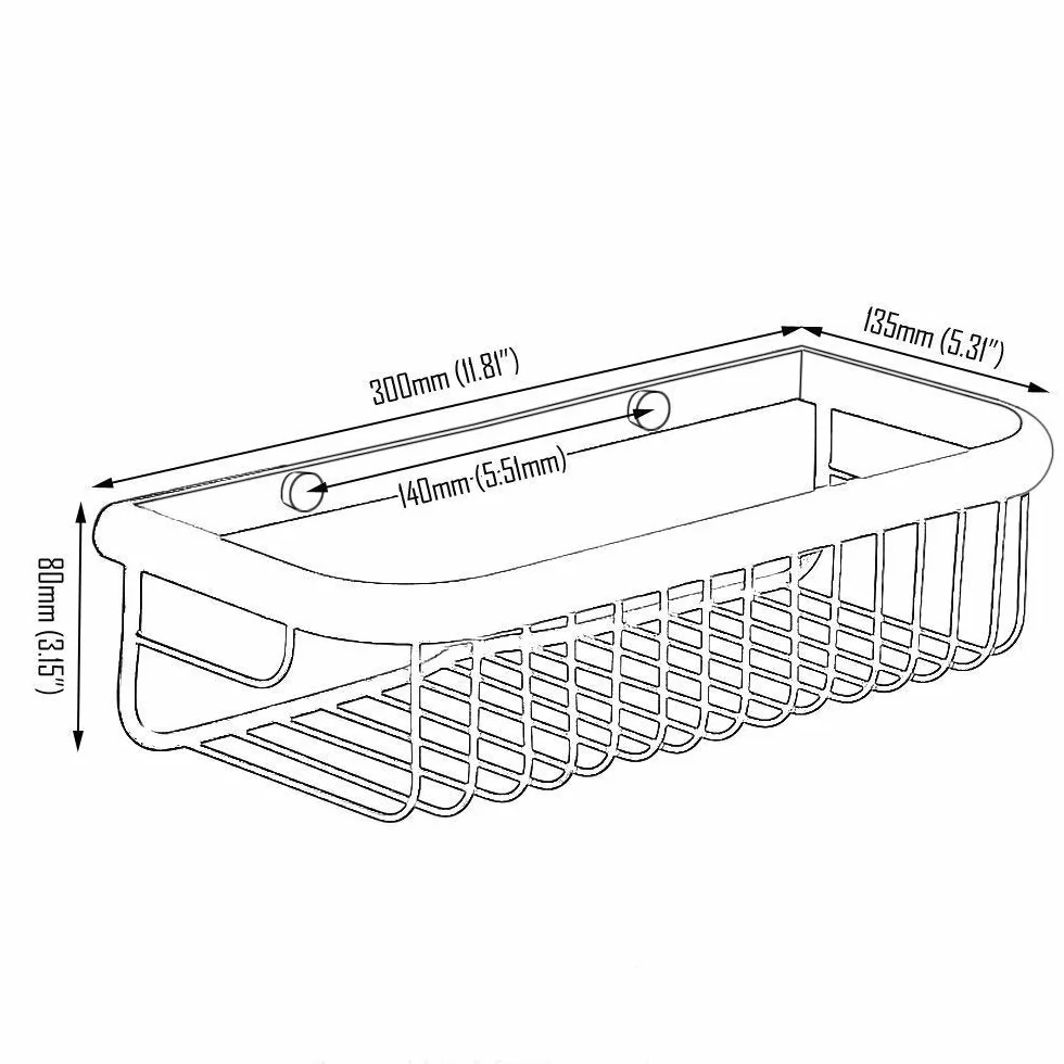 ASDFG Łazienka półka prysznicowa kosz 30 cm mosiężny organizer prysznicowy antyczny mosiądz montowany na ścianie
