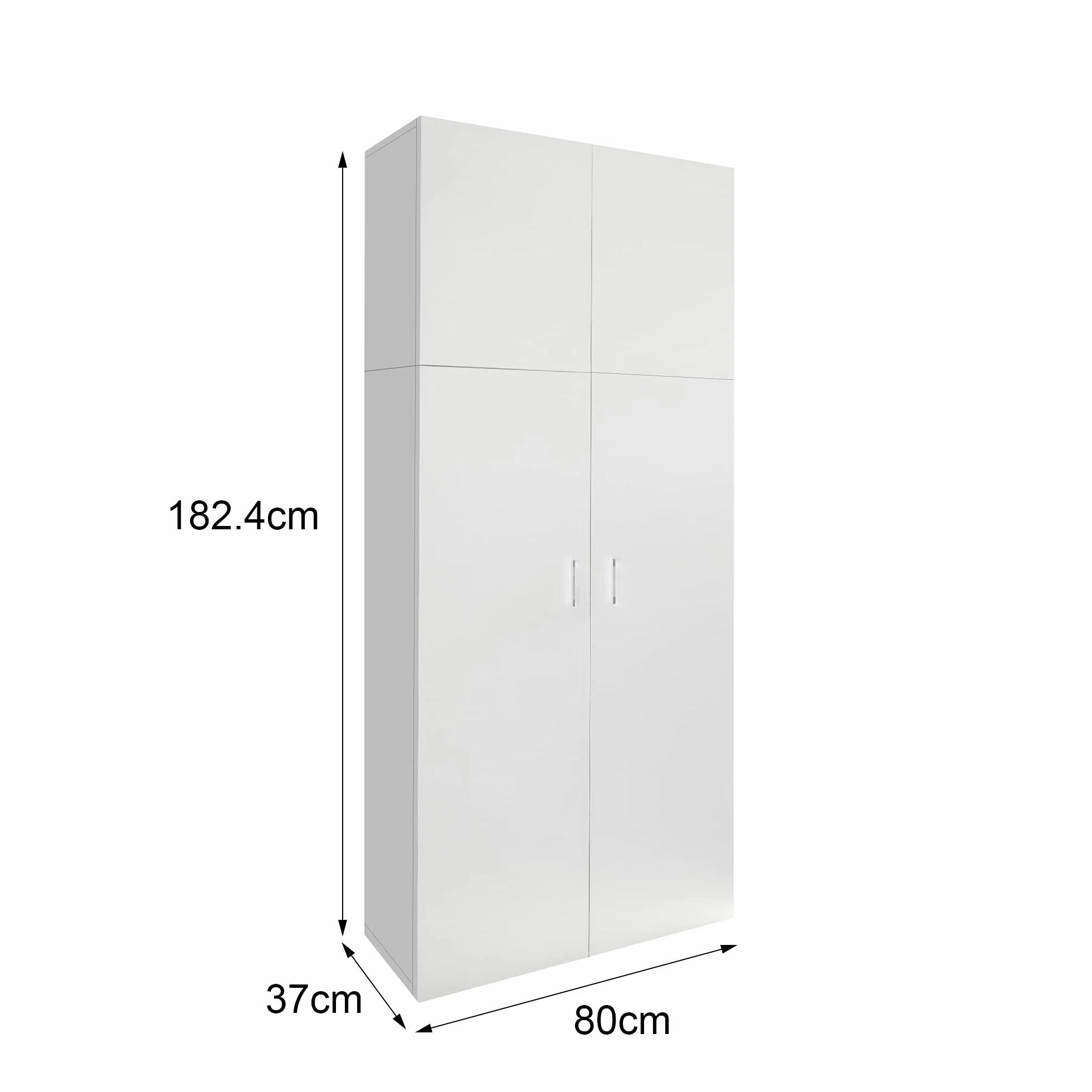 ML-Design Szafa uniwersalna z 2 drzwiami i 5 przegrodami, drewno, bialy, 80x182,4x37 cm, wysoka, nowoczesna, uniwersalna szafa na dokumenty szafka biurowa szafa na buty szafka gospodarcza szafka