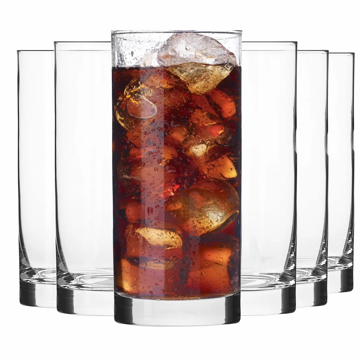 KROSNO Szklanki long drink do wody, napojów i soków | Komplet 6 x 300 ml | Kolekcja Balance | Bezołowiowe szkło kryształowe, Gładki rant | Stabilne dno, Na przyjęcia i imprezy, Do zmywarki