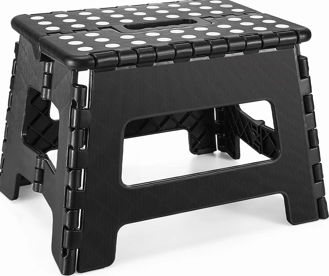 Składany taboret 22 cm – składany taboret do 150 kg (330 kg) z antypoślizgową powierzchnią i uchwytem do noszenia – stabilny składany taboret do kuchni, łazienki i dla dzieci – lekki i nie