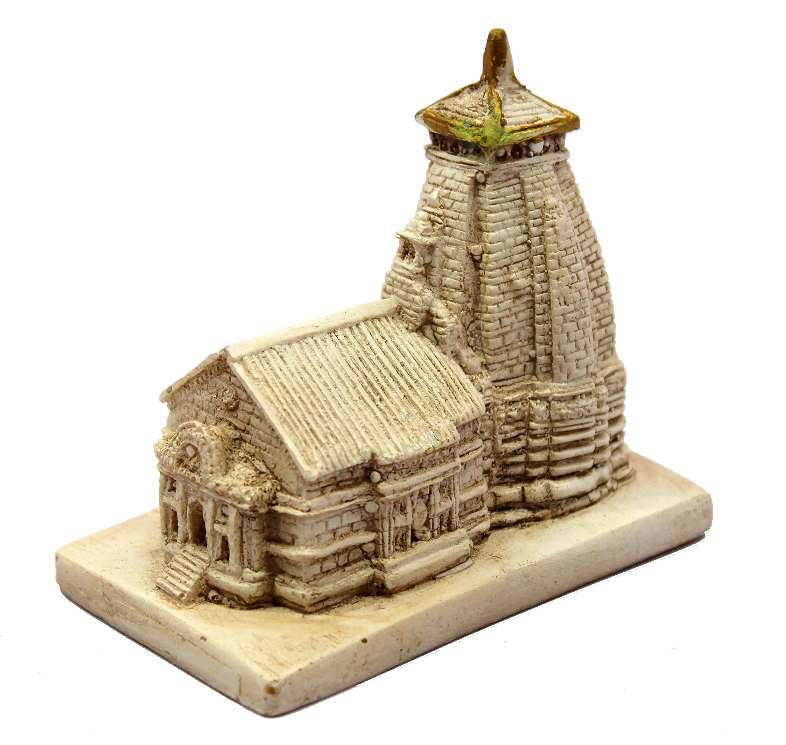 ESPLANADE Żywica Mahadev Mahadeva Kedarnath Temple Mandir miniaturowa figurka do samochodu świątyni, deski rozdzielczej, 8,3 cm, beżowa