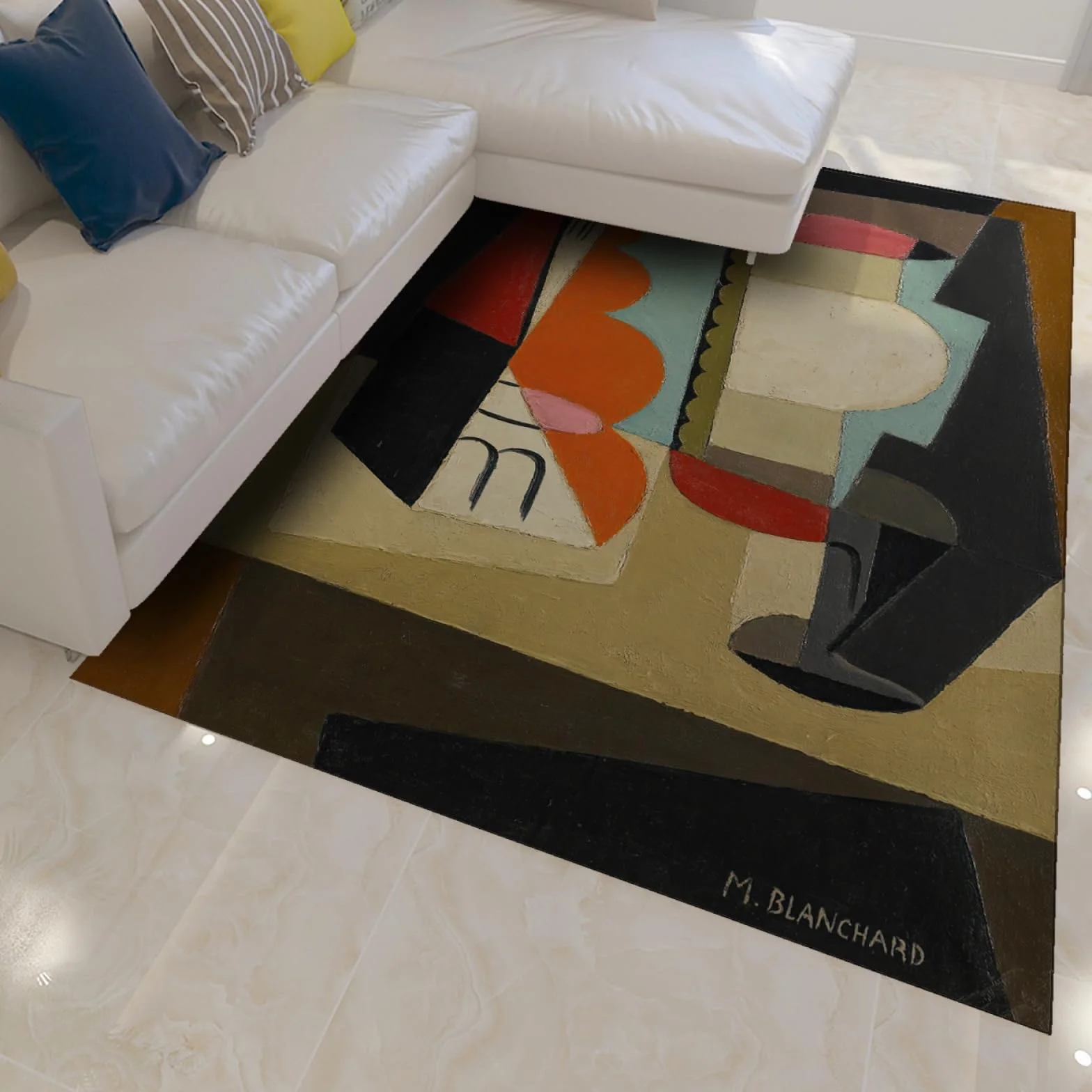Cienkie kolorowe klocki dywan 150 x 240 cm Cubiste Martwa natura Słynne wydruki Malarstwo Dywany wewnętrzne do kuchni Salon Sypialnia Biuro