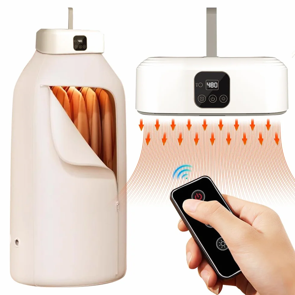 NAVESO Przenośna mini suszarka elektryczna, przenośna suszarka elektryczna, składana suszarka, kompaktowa przenośna suszarka, sterylizacja UV/timer 1-8 H/ciepłe powietrze 360° do podróży hotelowych