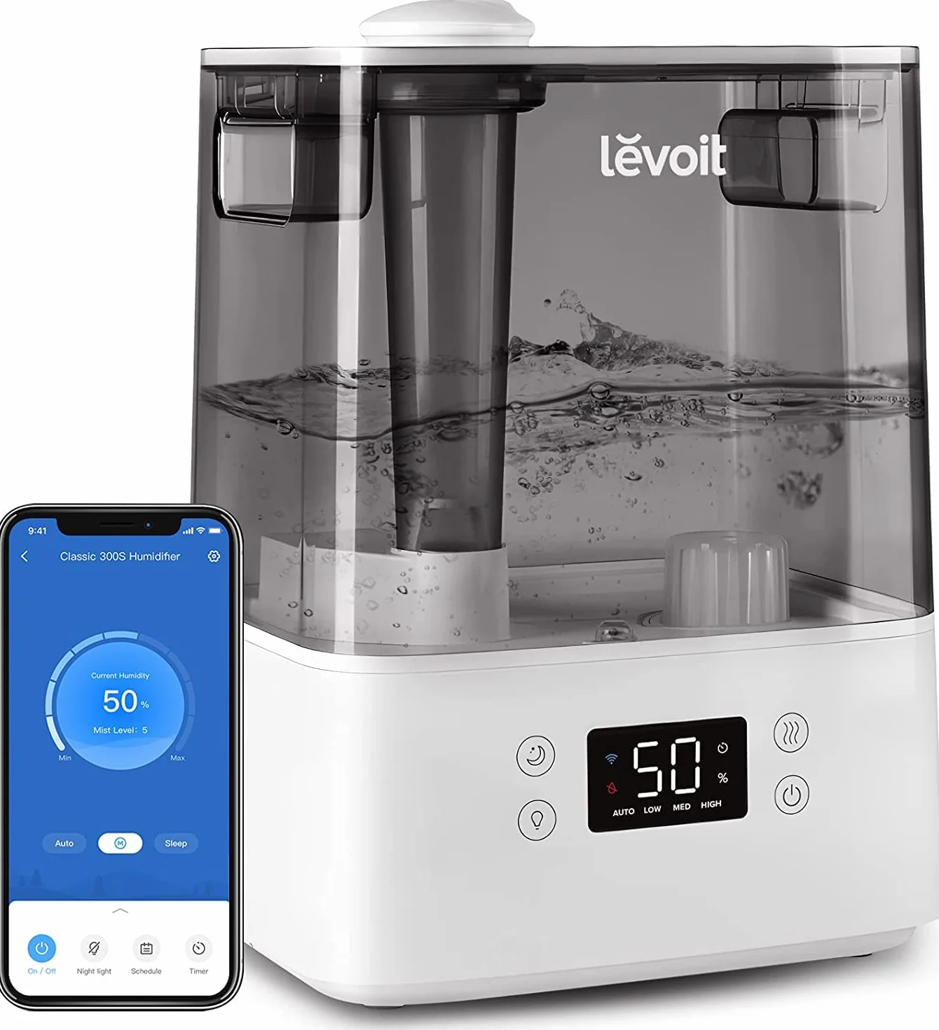 LEVOIT Nawilżacz powietrza Top Fill 3L Ultradźwiękowy z zimną mgiełką 25H 26 dB