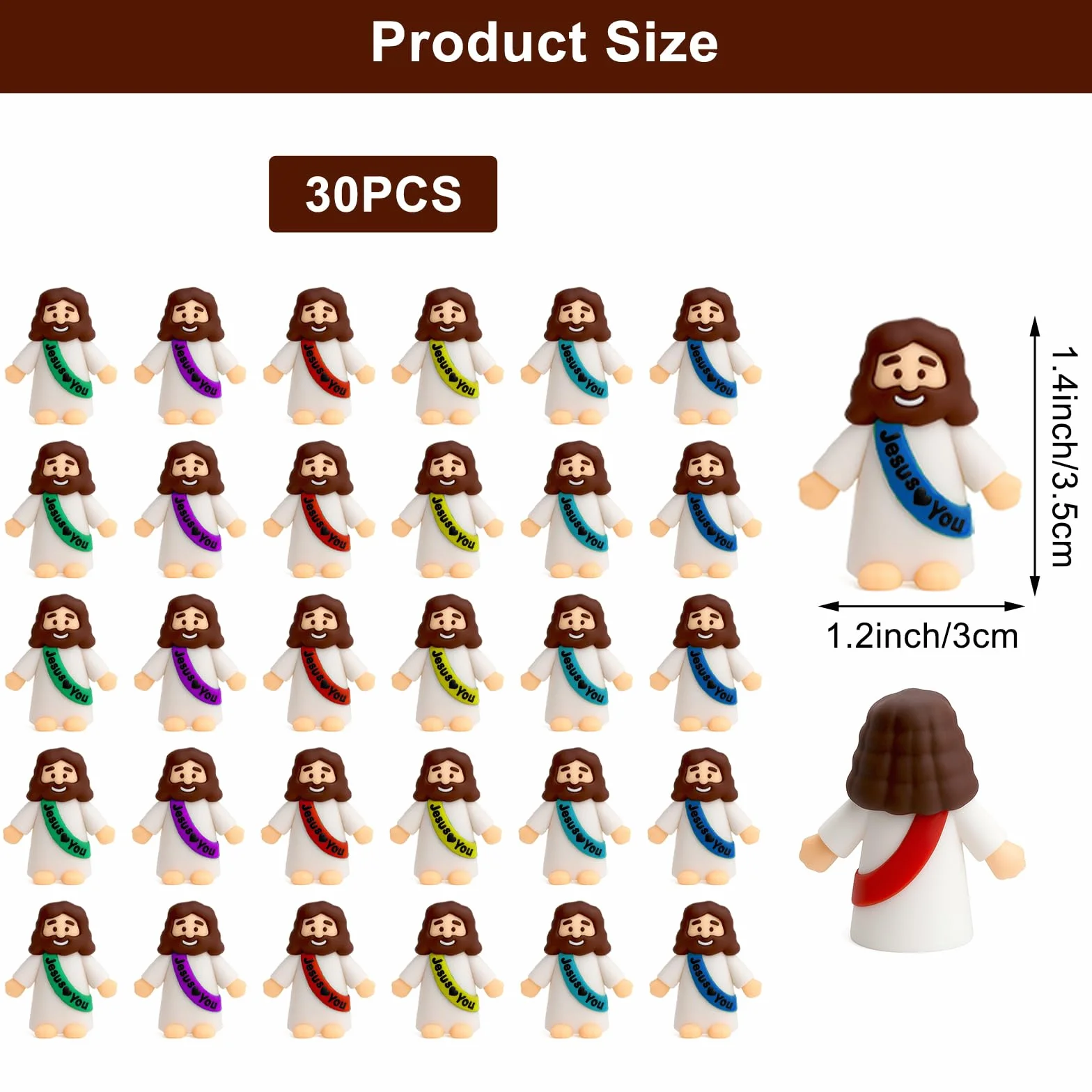 DAWRIS 30 sztuk mini figurek Jezusa zabawki chrześcijańskie, ozdoby wielkanocne, prezenty na chrzest, Boże Narodzenie
