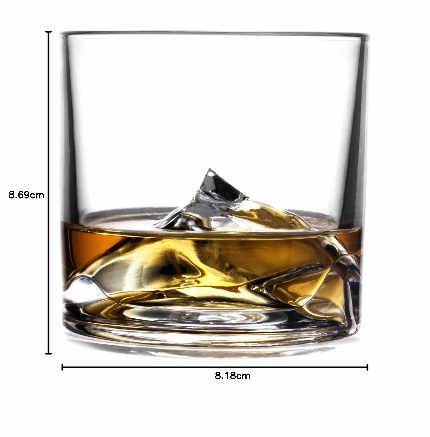 LIITON Mount Everest Ciężkie kryształowe szklanki do whisky, zestaw 2 sztuk, grube, zamrażalne szklanki do burbona, po 0,5 kg, prezenty do whisky premium dla mężczyzn, mrożone kryształowe koktajle