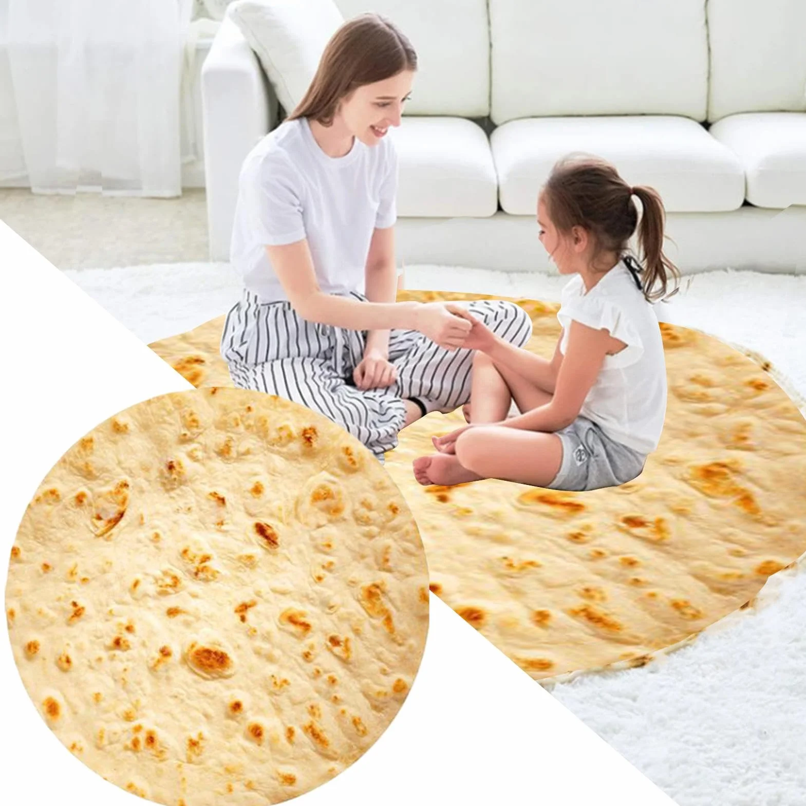 Koc do rzucania i owijania, miękki aksamitny koc Taco, duży okrągły burrito owijany dla dorosłych i dzieci, realistyczny tortilla taco