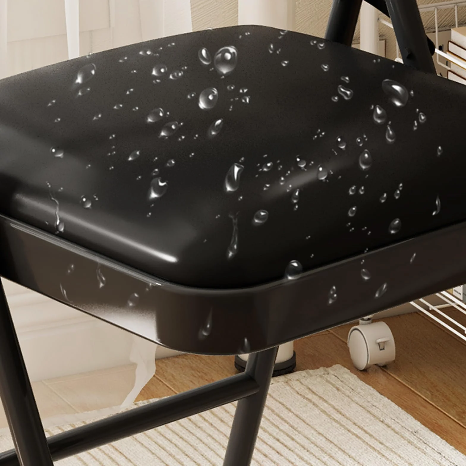 Folding Chairs Metal Frame Indoor Fold Up Chair Folding Desk Chairs Easy Folding And Storage Foldable Chairs For Office Home Extra Seat Black Chairs 79 * 45 * 47cm