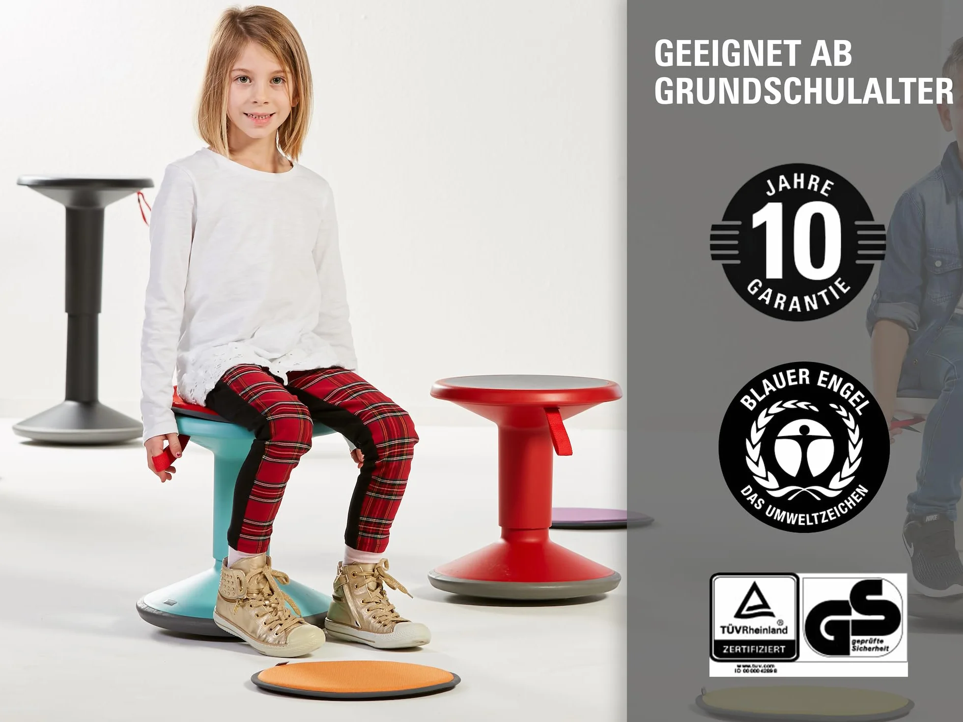 Interstuhl UPis1 - Ergonomiczny stołek z efektem przechylania - dla prostych pleców, wyprodukowany w Niemczech z 10-letnią gwarancją
