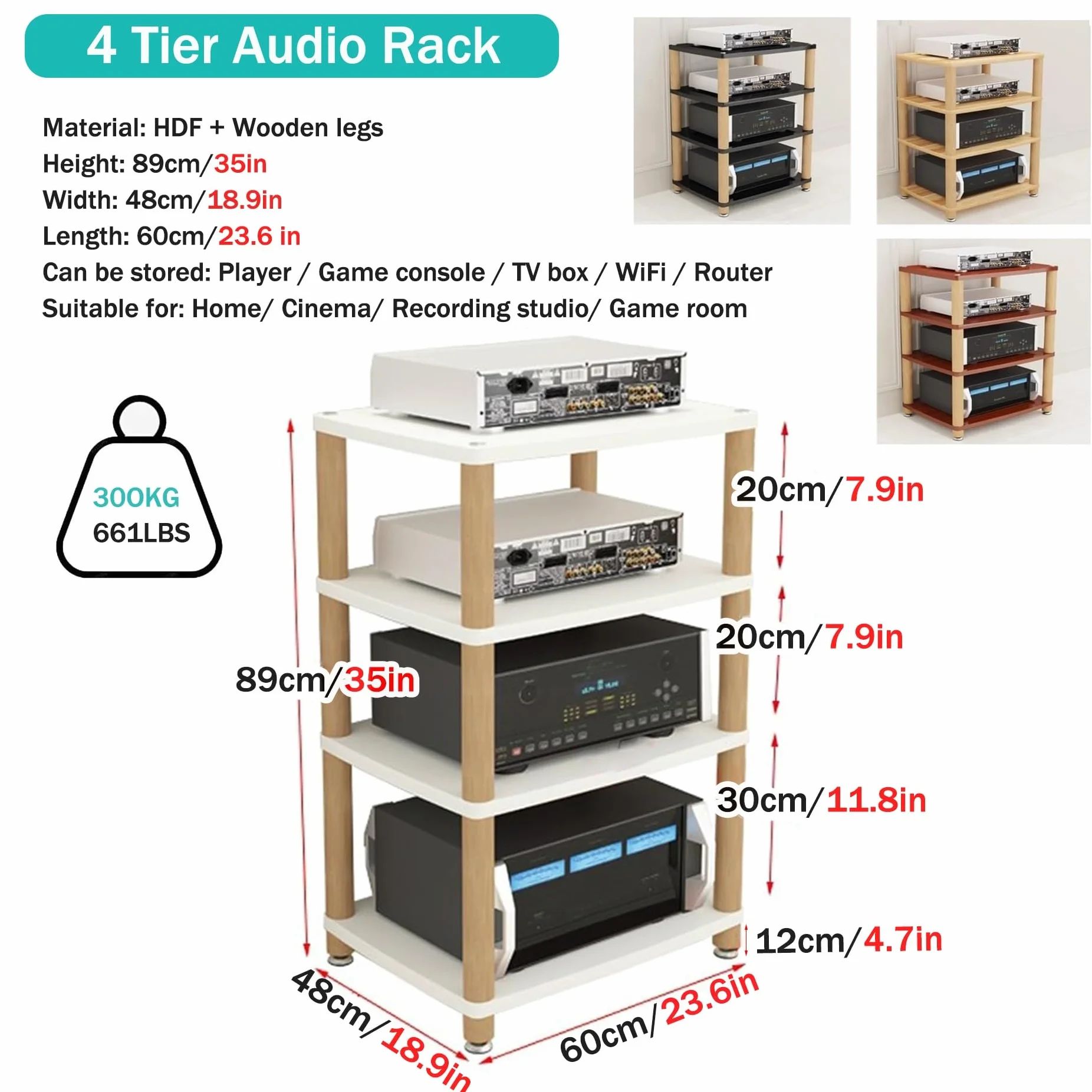 Ste Szafka o Rack 2/3/4-poziomowy AV, Ma, stojak na konsolę do gier wideo, półka narożna, centrum rozrywki, drewniana półka o-video, uchwyt HiFi, odtwarzacz DVD, stojaki do salonu, czarna 60