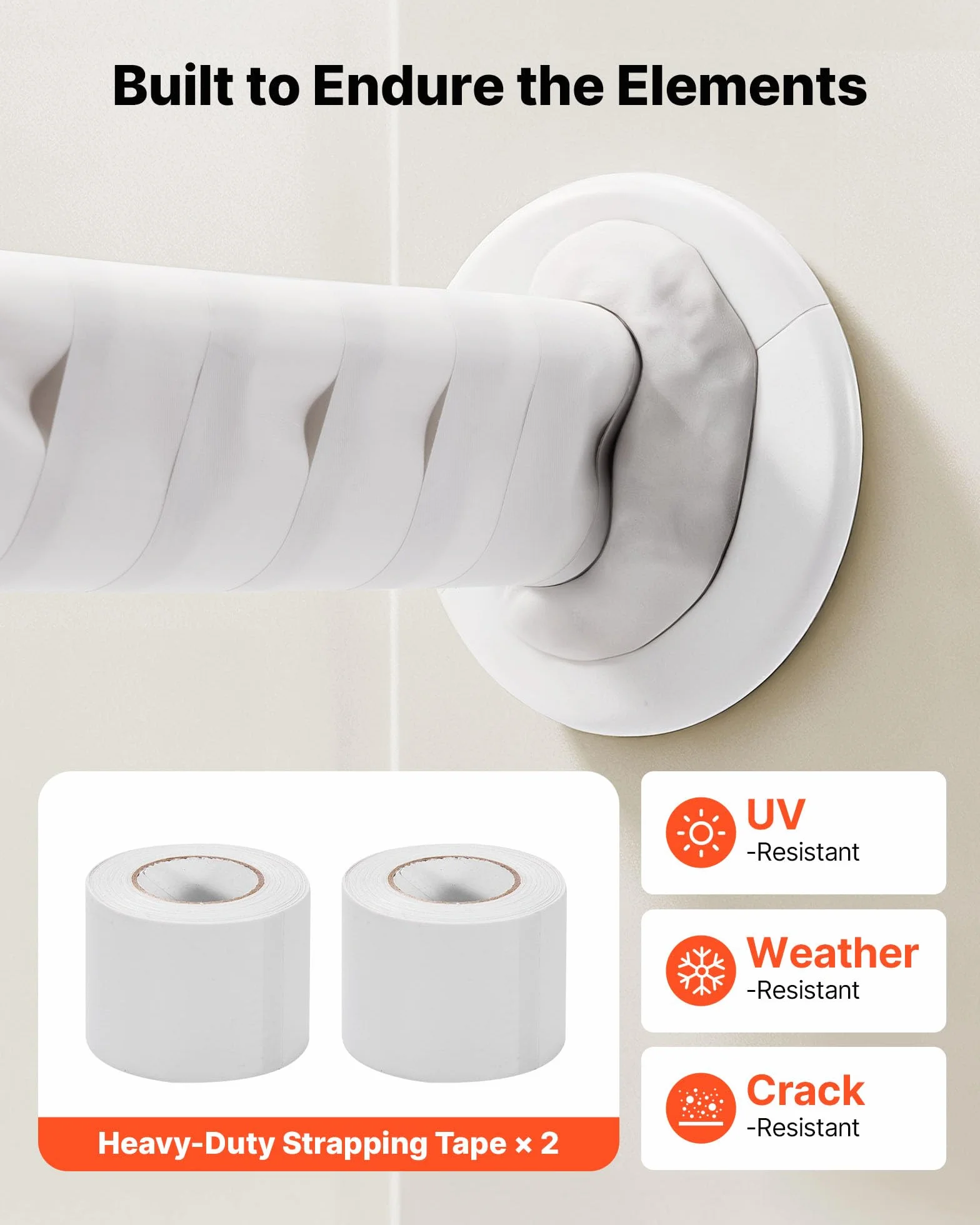 VEVOR Zestaw mini linii rozdzielających 30,5 m, rura miedziana 9,5 i 15,9 mm OD AC, 3/8 biała pogrubiona izolowana cewka PE z rozkloszowanymi nakrętkami, taśmami taśmowymi, do mini klimatyzatora HVAC