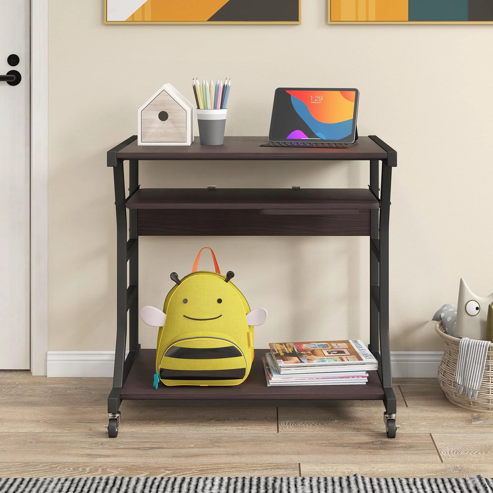 COSTWAY Stolik pod komputer drewnopochodny 75x50x75 cm