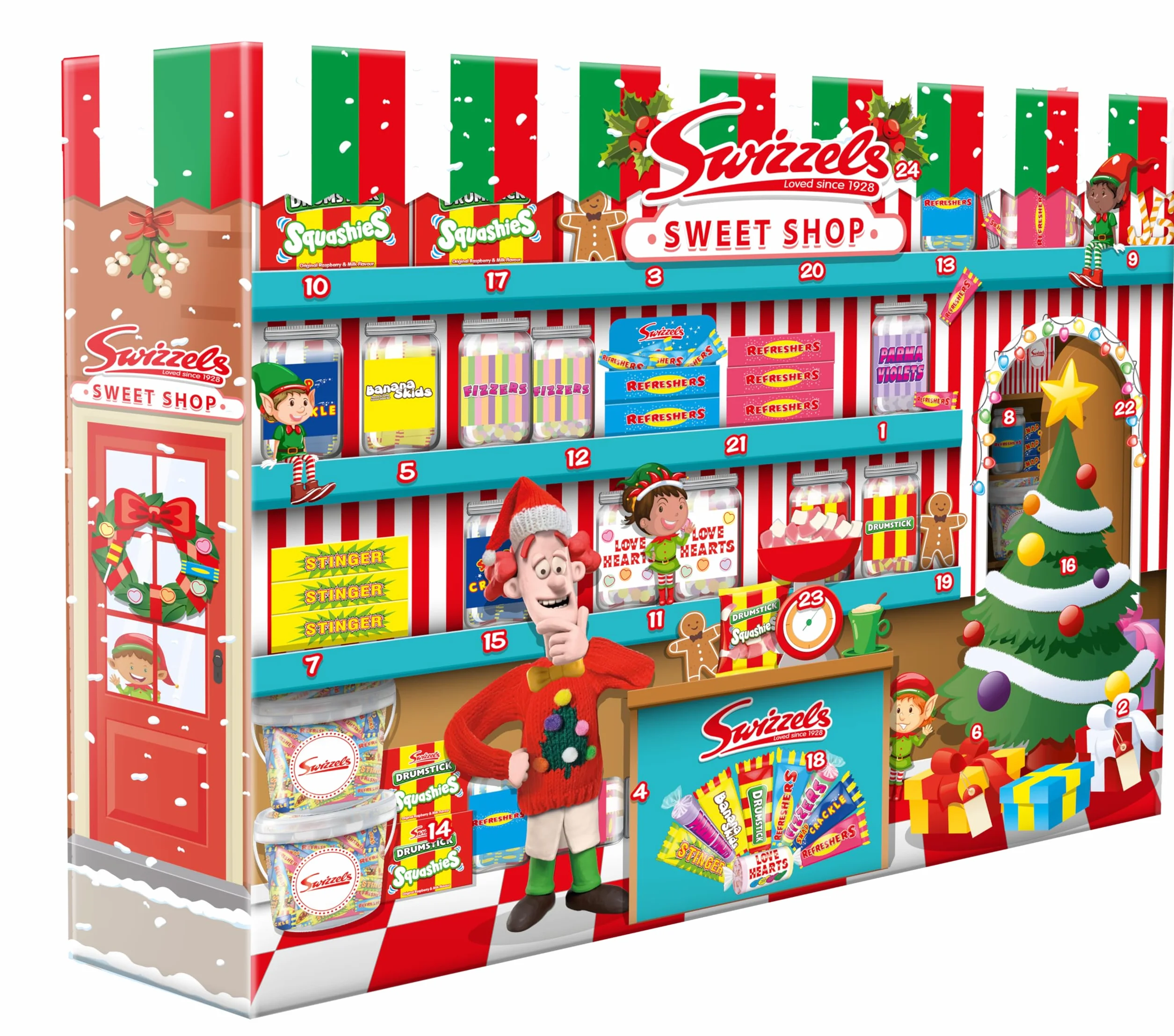 Swizzels Sweets kalendarz adwentowy 2021 odliczanie do wyborów bożonarodzeniowych słodki kalendarz adwentowy dla dzieci dorosłych