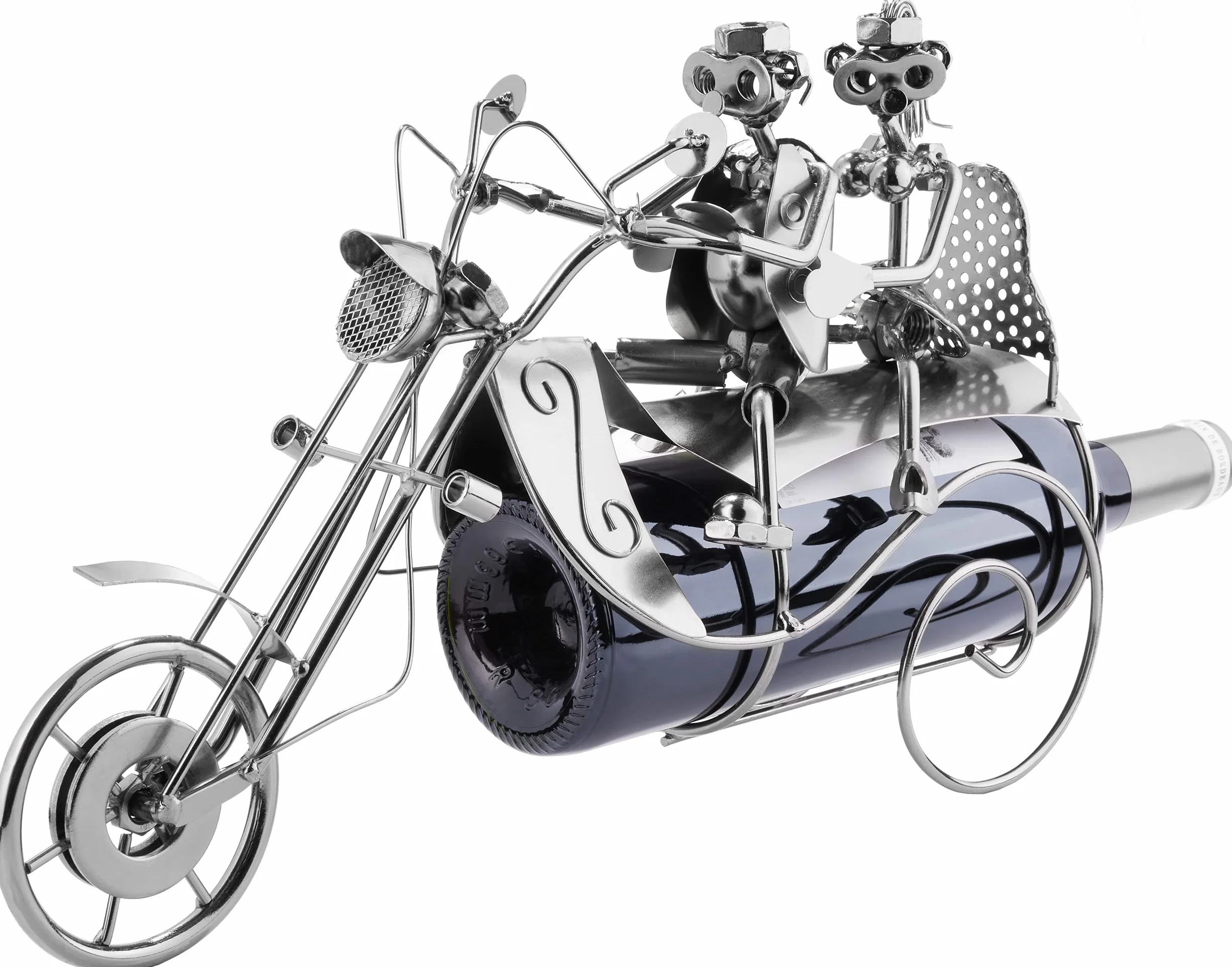 BRUBAKER Stojak na Butelkę Wina Para na Motocyklu Metalowa Rzeźba Prezent z Kartą Podarunkową