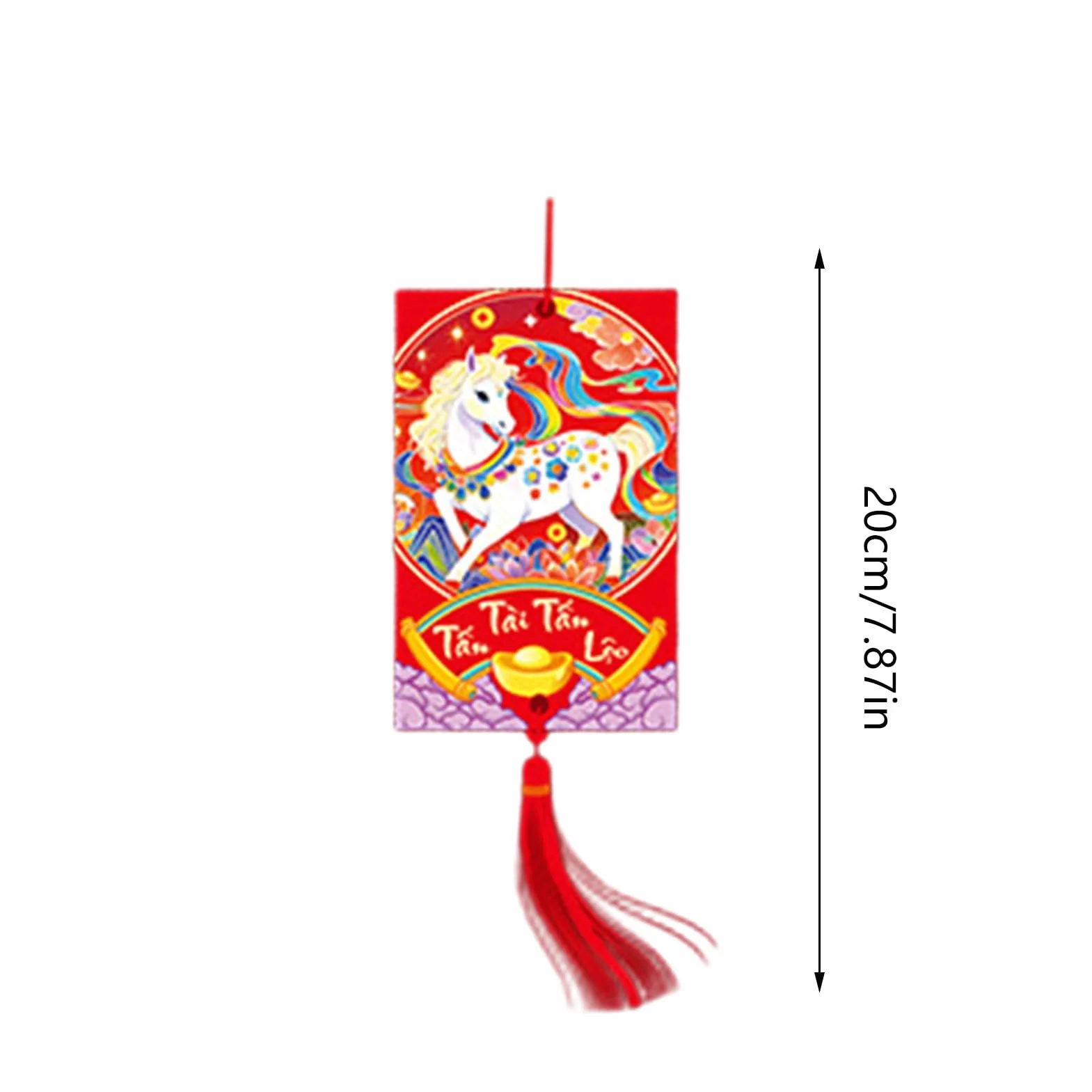 Vietnamese Lunar Horse Year Paper Charm Decorations 6-Piece for Holiday Home Doorway Tree Wall Door Party Office