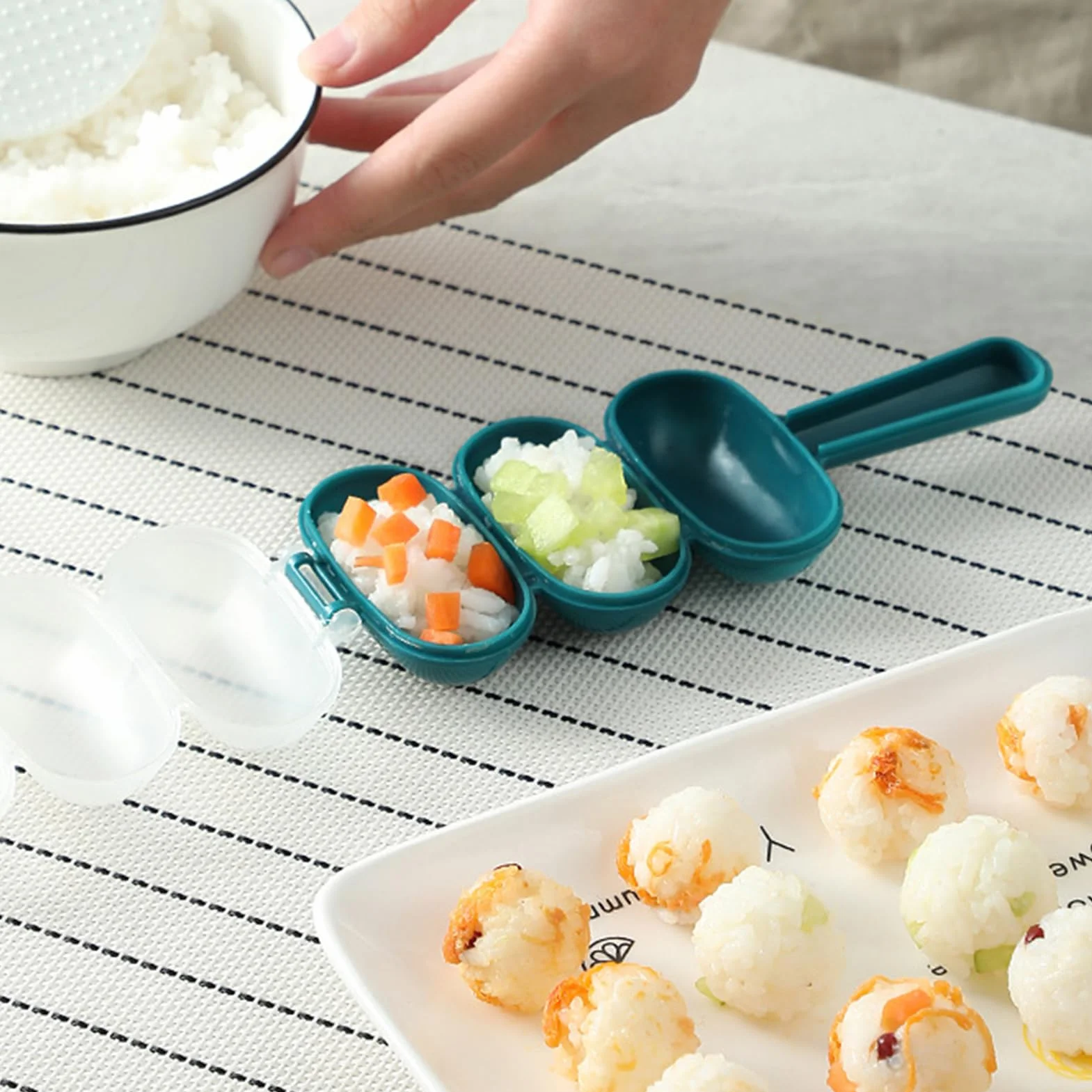 Shaker do kul ryżowych – foremki do kul ryżowych | shaker do kul ryżowych – 3 formy do wstrząsania – narzędzie do sushi dla dzieci, do kuchni domowej, do kulek mięsnych i ryżowych