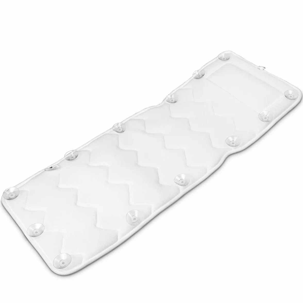 Navaris Mata do wanny na całe ciało z poduszką – 125 x 42 cm materac do wanny, miękka mata z siateczki w kolorze białym