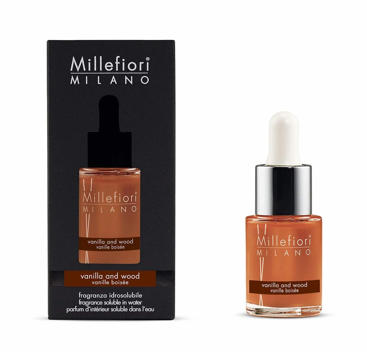 Millefiori Milano Zapach rozpuszczalny w wodzie | 15 ml | Zapach waniliowy i drzewny | do stosowania z dyfuzorem zapachowym Millefiori Hydro