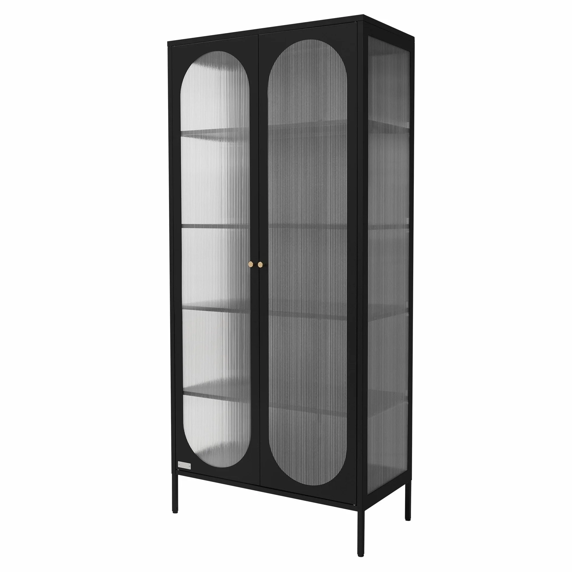 ML-Design Witryna 80x175x40 cm czarna z 5 pólkami i schowkami 2 drzwiami Metalowa szafka do salonu ze stali w stylu industrialnym wysoka idealna na ksiazki dokumenty lub jako szafka podlogowa