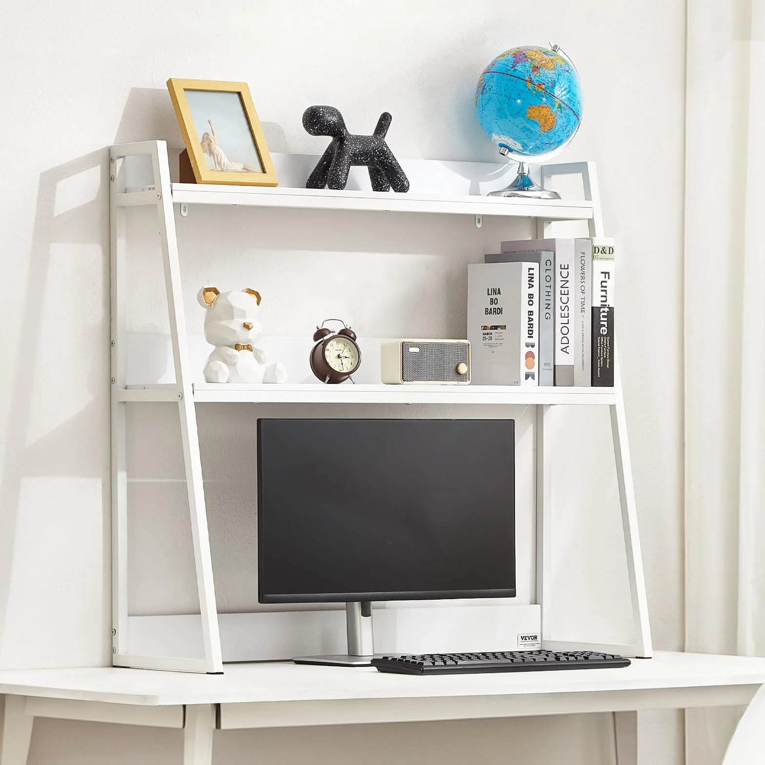 VEVOR Regał na książki na biurko 2-poziomowy organizer do przechowywania 95x32x89 cm