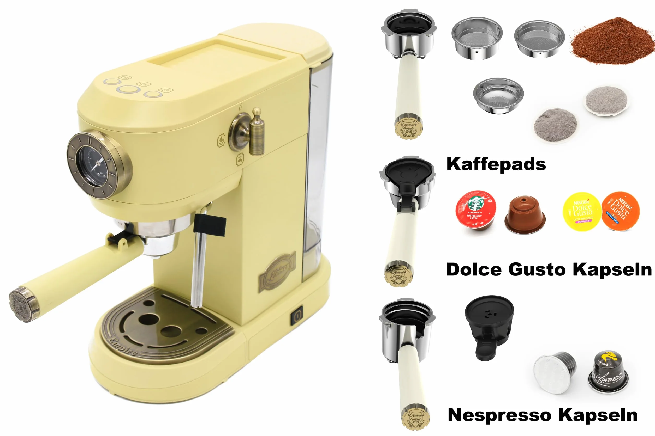 Kaiser Empire M 2530 ElfEm kuchenka mikrofalowa 25 l kuchenka mikrofalowa z gorącym powietrzem Grill 25 funkcji + toster retro T 4000 ElfEm, 6 stopni tostów + ekspres do kawy Kaiser KA 2005 ElfEm
