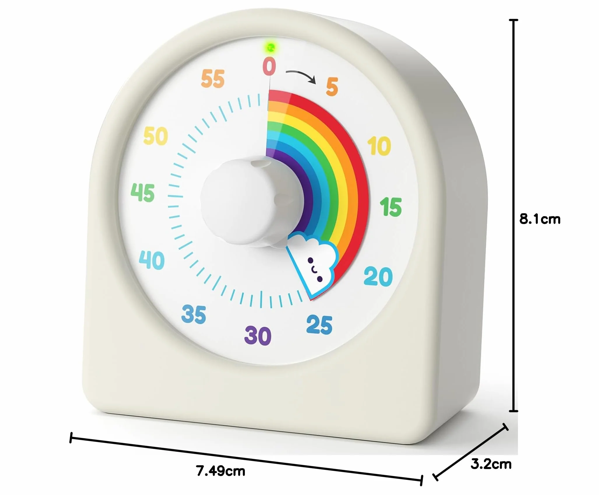 LIORQUE Timer wizualny dla dzieci, naładowalny wizualny timer pomodoro z odliczaniem dla dzieci w kolorze tęczy z magnesem z tyłu, narzędzie do zarządzania czasem do nauki