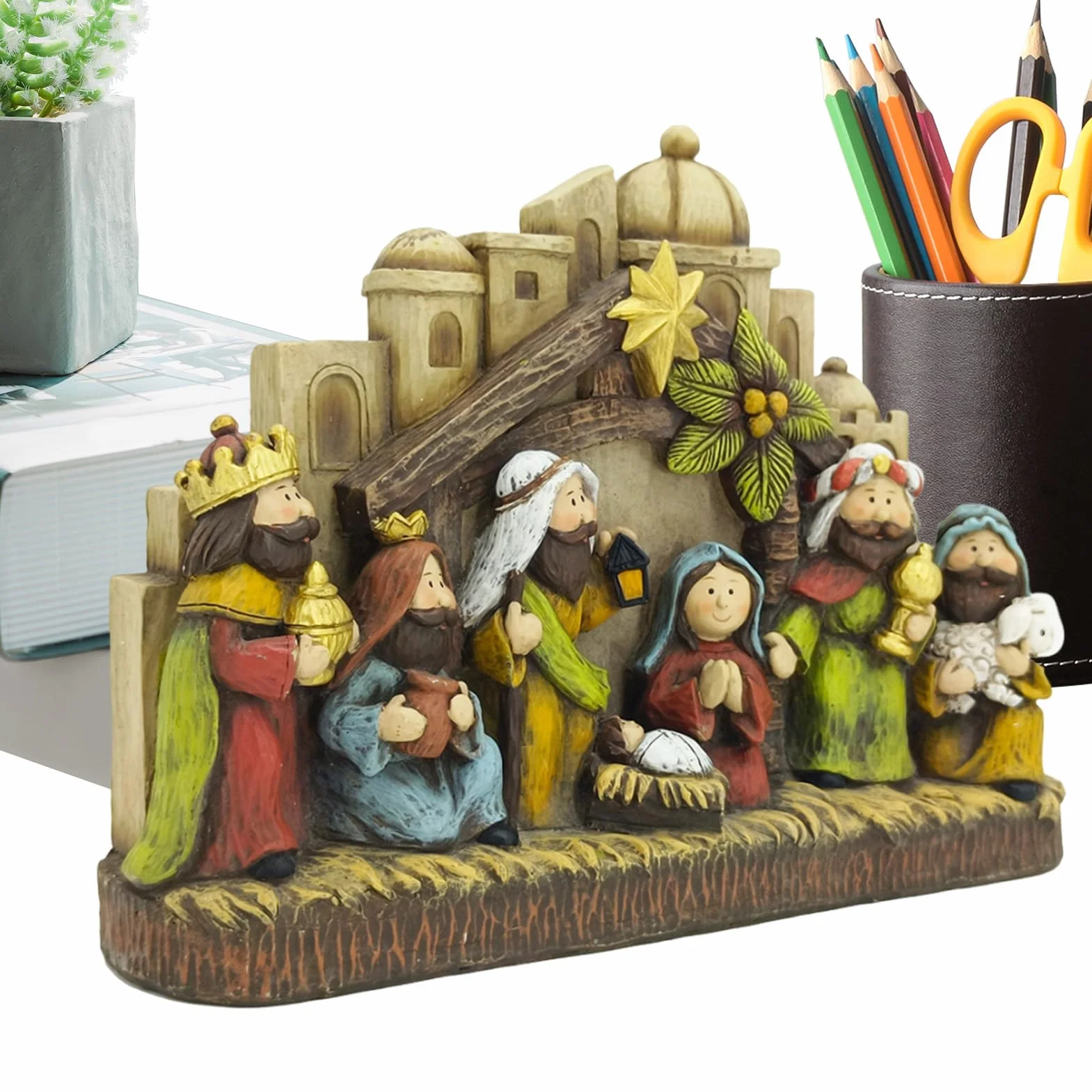 Figurki do szopki,figurki do szopki Klasyczne figurki z żywicy Dekoracja | Figurki do szopki Znakomity do szafki nocnej na biurko