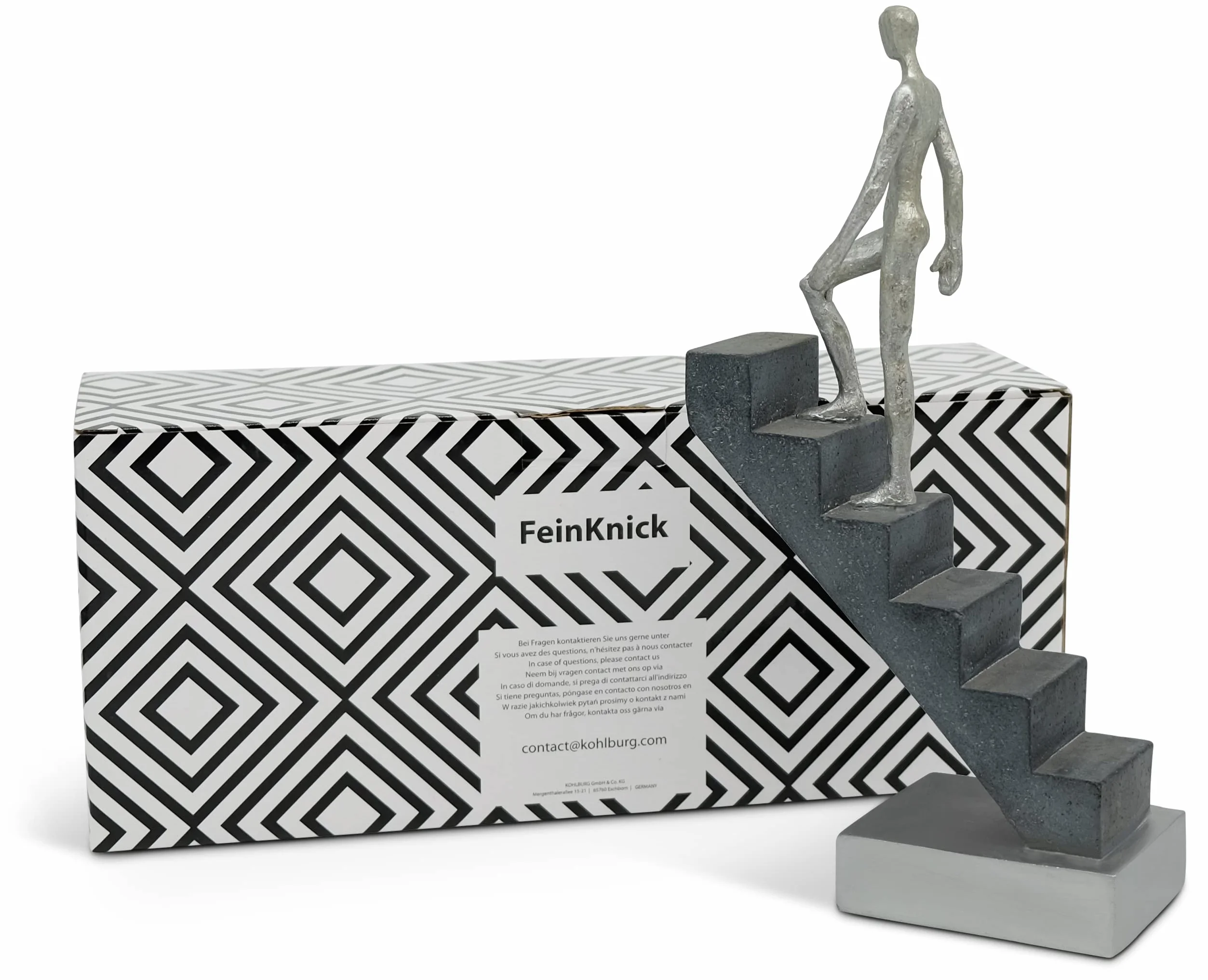 FeinKnick Nowoczesna dekoracja biurka "Top of The Rock" - abstrakcyjna rzeźba jako motywacja 30 cm - nowoczesna figurka do wystroju domu wykonana z żywicy marmurowej - statuetka do salonu i estetyczna