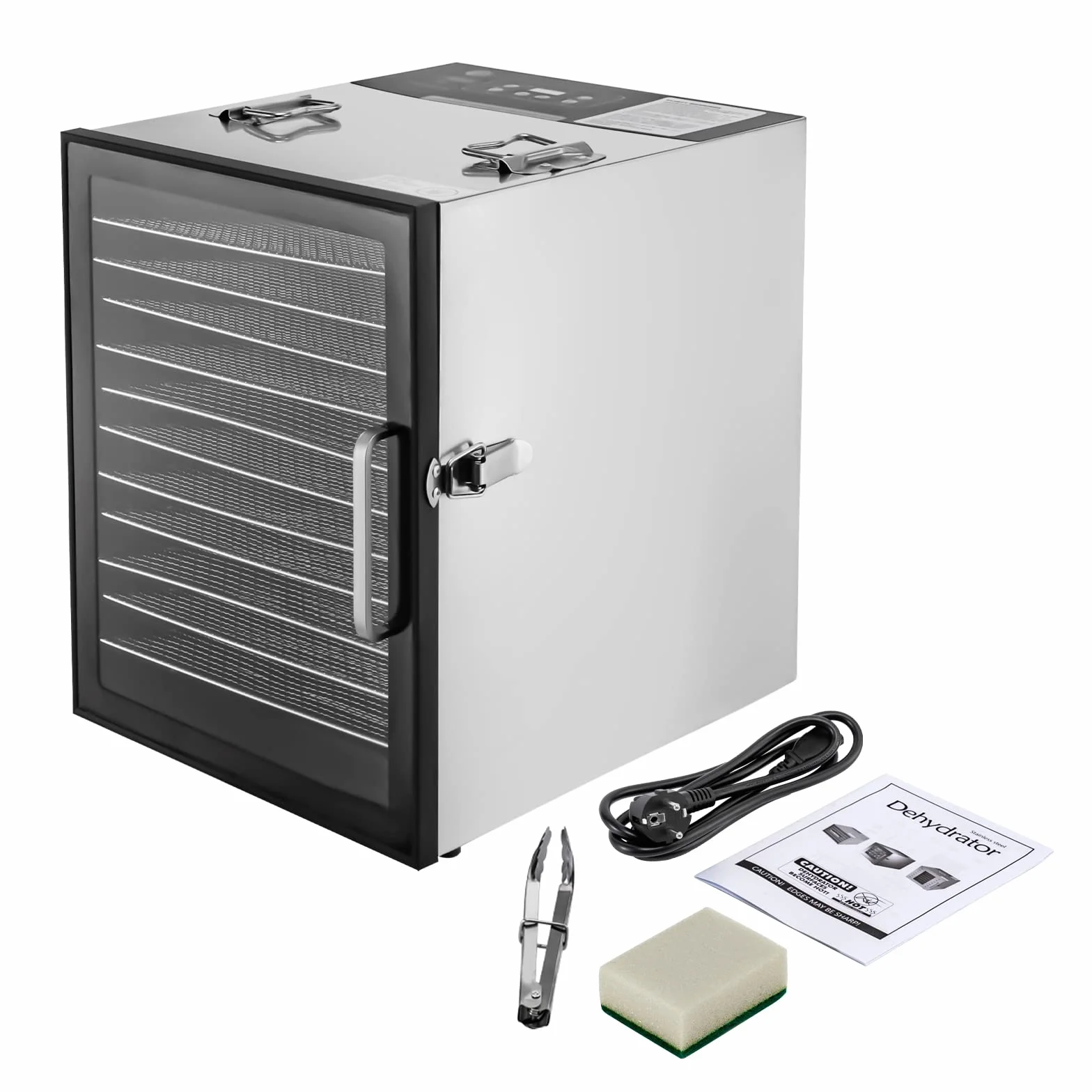 Suszarka ze stali nierdzewnej 10/12 tac do żywności i ziół, warzyw, owoców, 800 W, elektryczna suszarka do żywności z cyfrową temperaturą i timerem (12 przegródek)