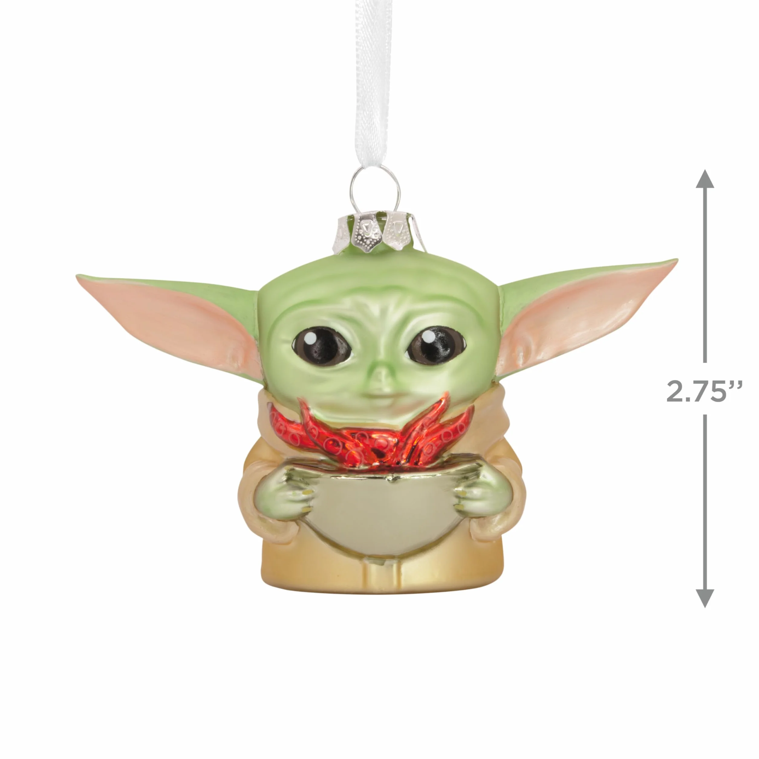 Hallmark Szklana ozdoba Grogu, dekoracja drzewa z motywem Gwiezdnych Wojen, Mandalorian, wisząca ozdoba na Boże Narodzenie, prezenty na Boże Narodzenie