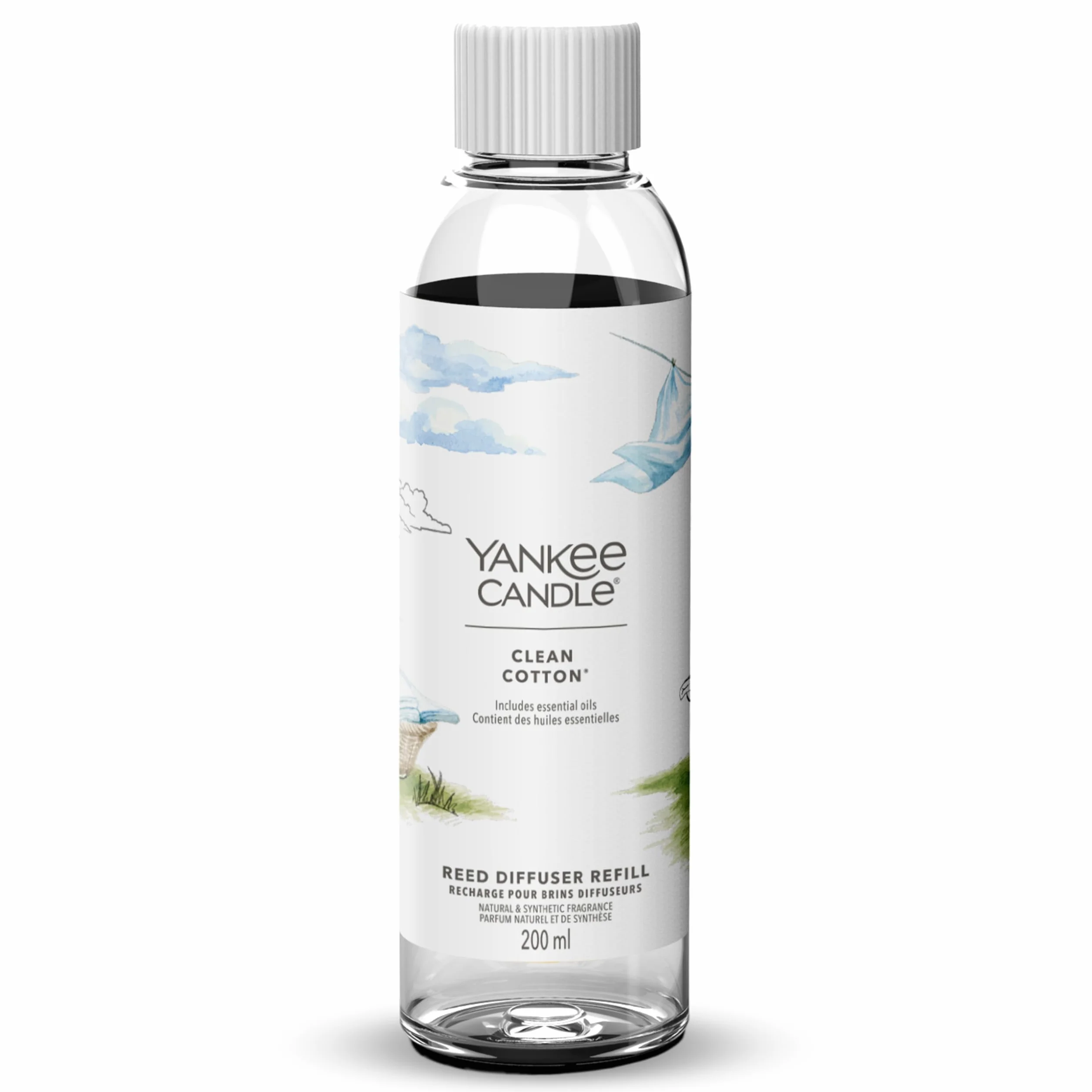 Yankee Candle Wkład do dyfuzora trzcinowego Signature | Czysta bawełna | 200 ml | Zapach do 20 tygodni | Idealne prezenty dla kobiet