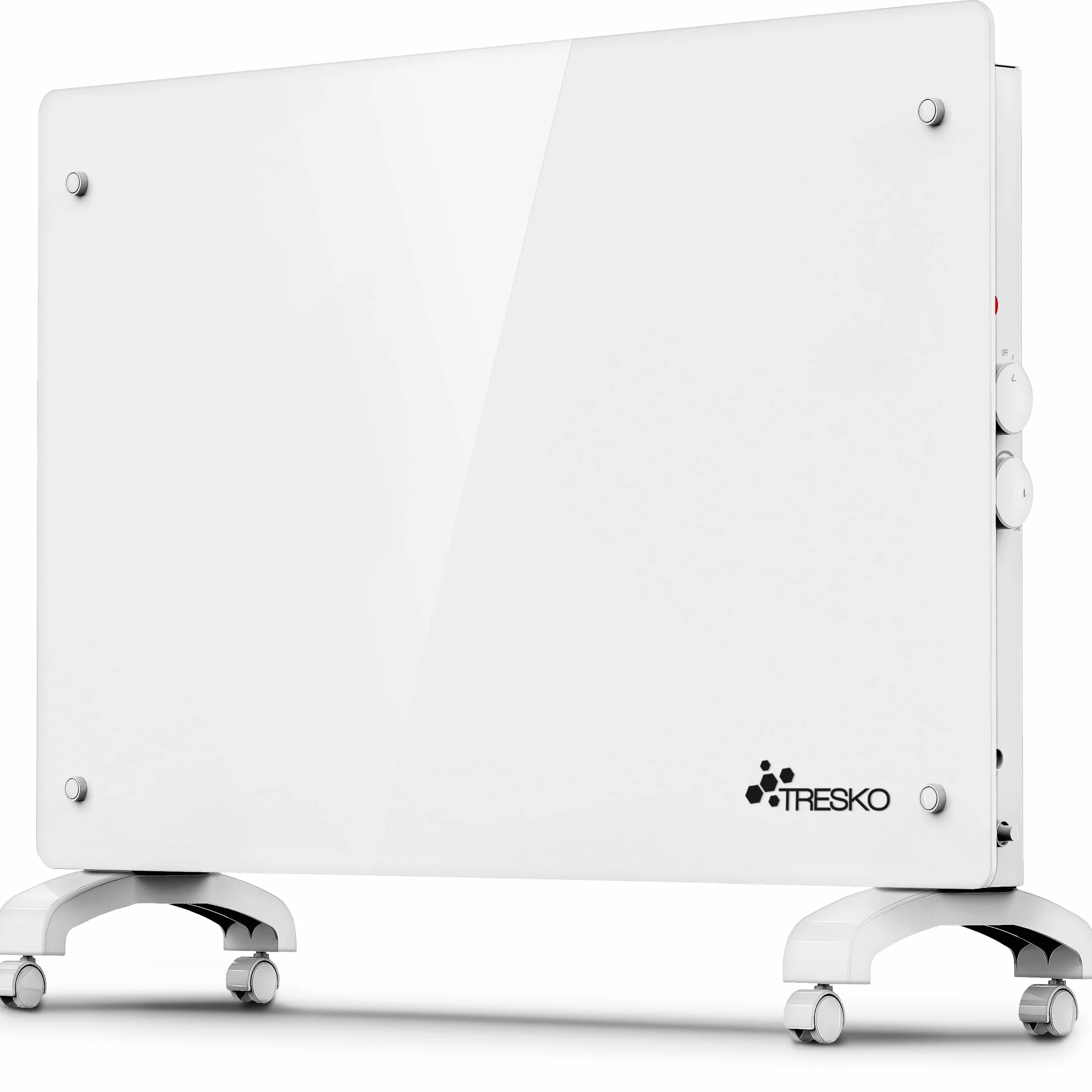 TRESKO® Szklany konwektor grzejnik elektryczny 2000 W jako ogrzewanie stojące lub ścienne | Grzejnik elektryczny ze szkła | grzejnik elektryczny konwektorowy | grzejnik elektryczny, energooszczędny, cichy