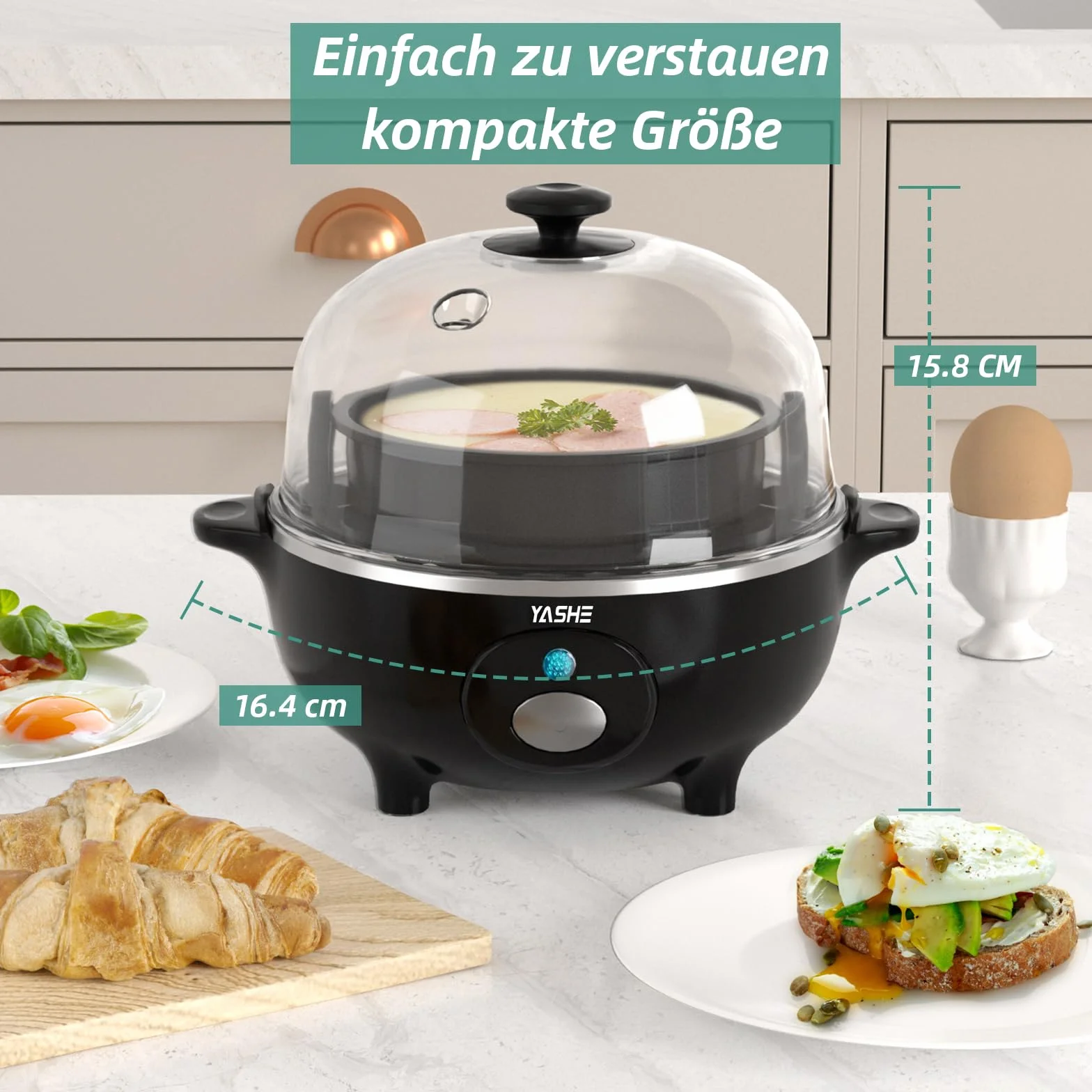 YASHE Jajowary 360 W 7 jaj Automatyczne wyłączanie Brzęczyk Lampka kontrolna