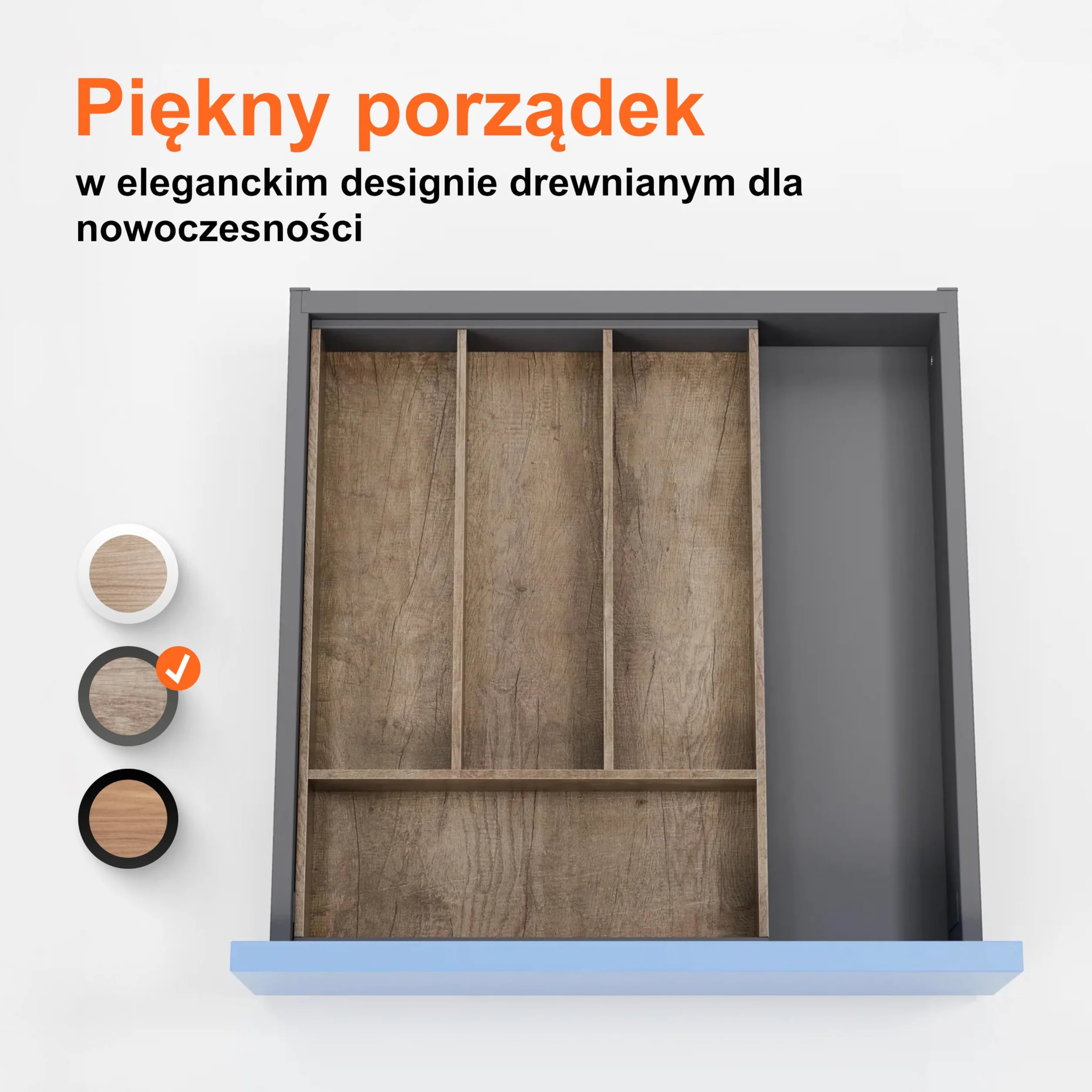 blum AMBIA-LINE wkład na sztućce | premium organizer szuflady do nowoczesnych kuchni i mebli | porządkuje sztućce | z nóżkami antypoślizgowymi | 42×30×5 cm | Dąb Nebraska
