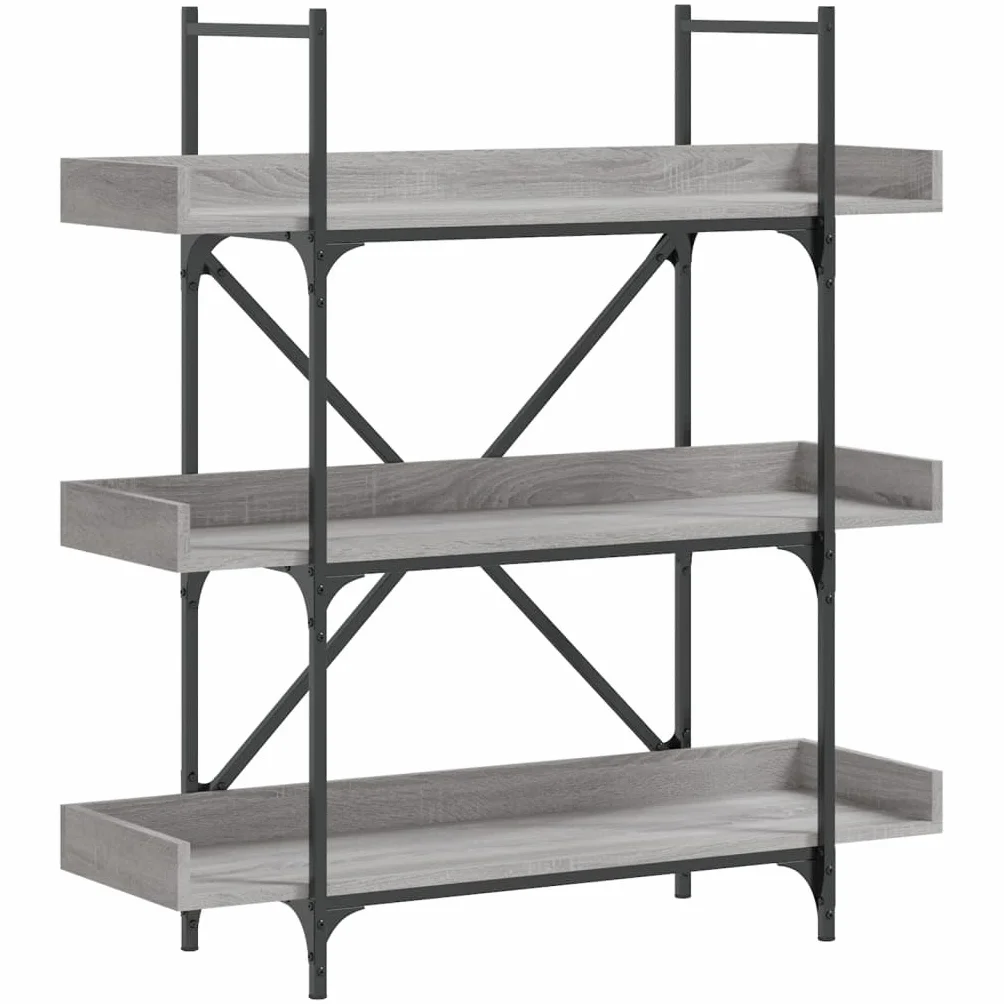 Sonoma Grey 3-poziomowa okładka książkowa, 100 x 33 x 108,5 cm, drewniana konstrukcja, przemysłowa metalowa ramka, regulowana stopa, do salonu, biura