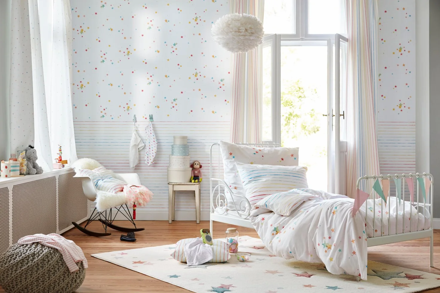 wecon home Esprit I nowoczesny dywan dziecięcy z krótkim włosiem, do pokoju dziecięcego, Jonne, ESP-4639-060, różowy, niebieski, szary, biały, (120 x 170 cm)
