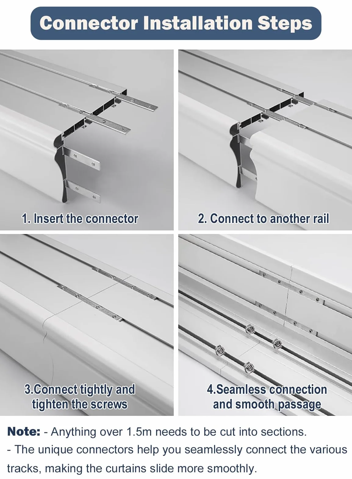 Szara skrzynka na lambrekin okienny trzy w jednym, z podwójną szyną, montowaną na ścianie tablicą gzymsową ze stopu aluminium i falbaną - 240 cm (7,9 stopy) dekoracyjna zasłona rozwiązanie