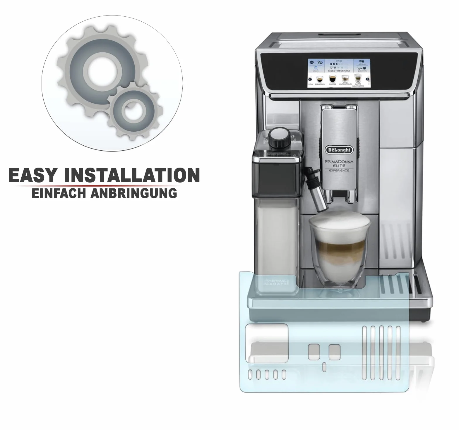 Blacha ociekowa ochrona przed zadrapaniami folia nadaje się do DeLonghi PrimaDonna ECAM 656.85 MS & 656 75.MS - 650.85-650.75 - 650.55 SET
