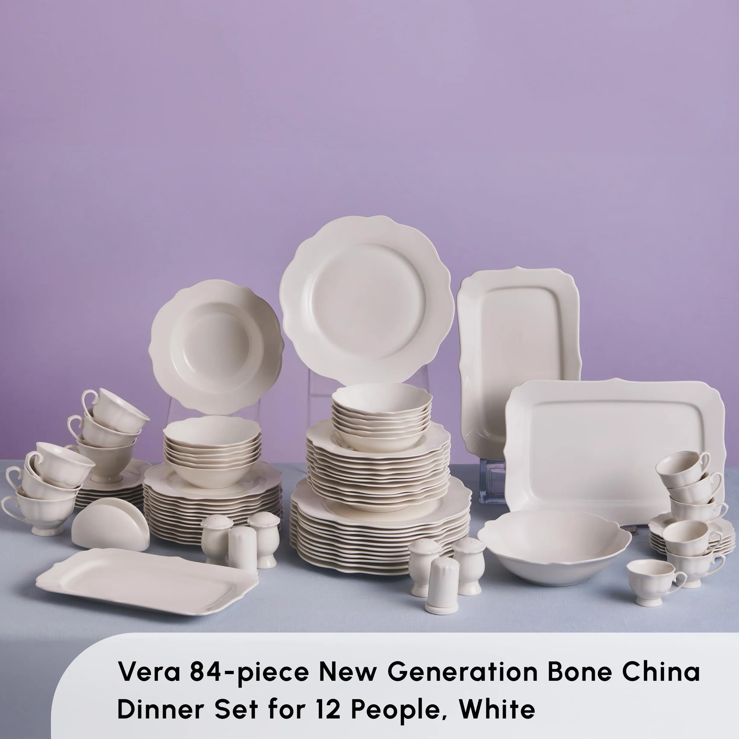 Karaca Vera Gold 84-częściowy zestaw naczyń dla 12 osób, elegancki i wysokiej jakości porcelanowy zestaw naczyń na specjalne okazje i do codziennego użytku