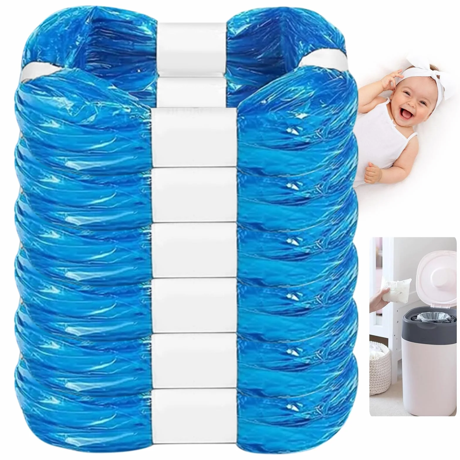 6 Sztuk Kaset Uzupełniających do Wiaderek na Pieluchy, Wiaderek Foliowych Kompatybilnych z Tommee Tippee, Angelcare, Wiaderek Ośmiokątnych, LitterLocker