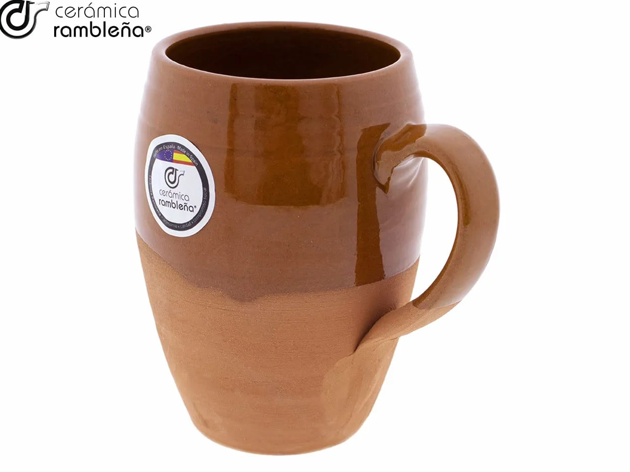 CERAMICZNA RAMBLEÑA | Kubek do piwa | Opakowanie x4 słoik czerwonego błota - Model 06 | Dzbanki piwa w czerwonym błocie | Szklanki do wody | 100% ręcznie robione | 330 ml