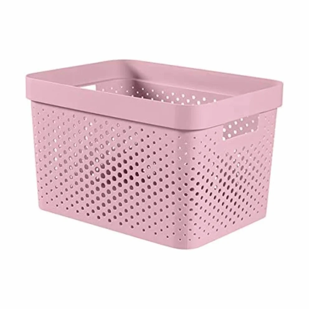 CURVER Kosz do przechowywania Infinity 17 l, z recyklingu, wielofunkcyjne przechowywanie, można układać w stos i układać w stos – 35,5 x 26,2 x 21,9 cm – różowy