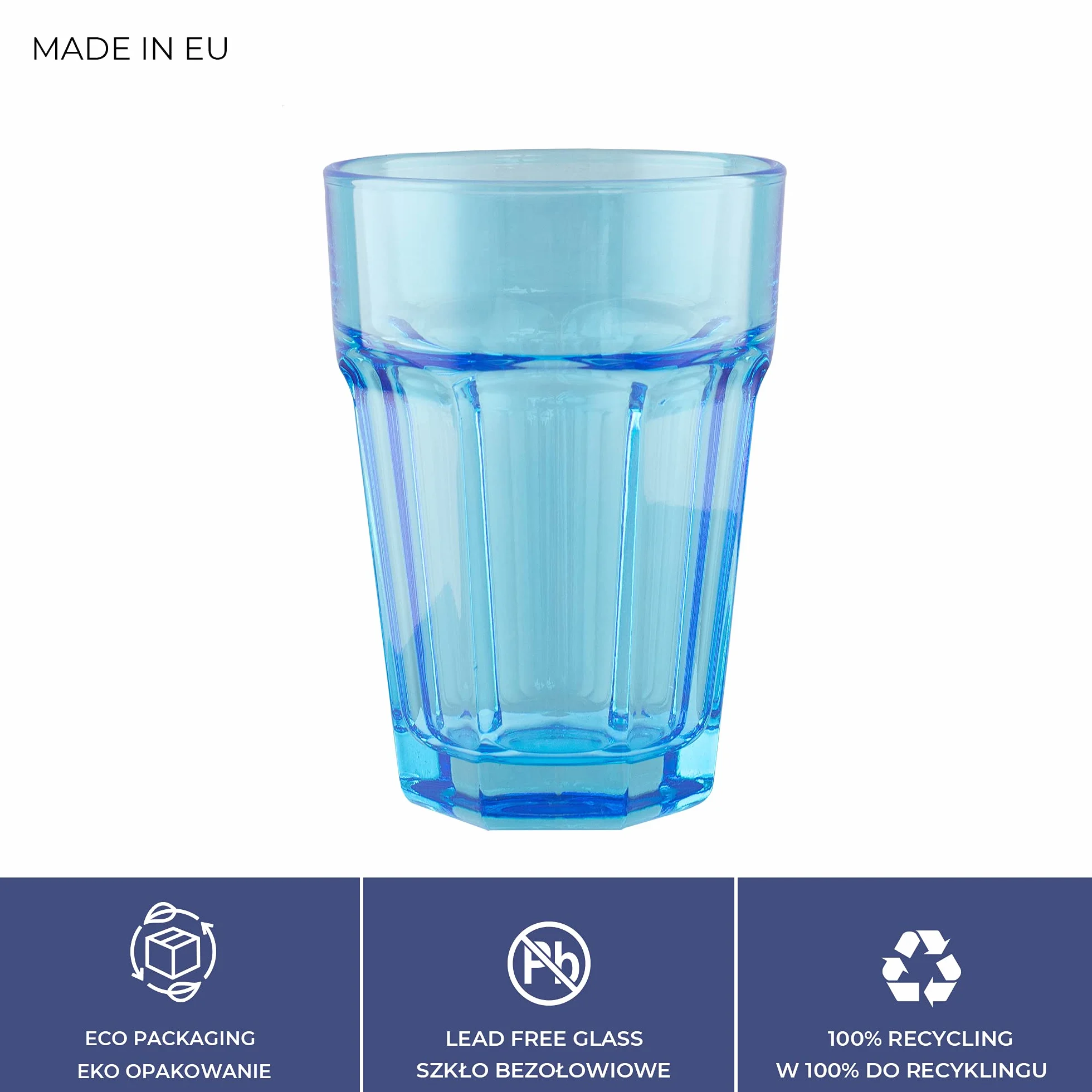 TREND FOR HOME Szklanki do Wody 425 ml Zestaw 6 Kolorowych Szklanek do Wody Napojów Soków Szklanka Wysoka Szklane Kubki do Longdrinków Szklanki Wysokie Styl Retro, Alva