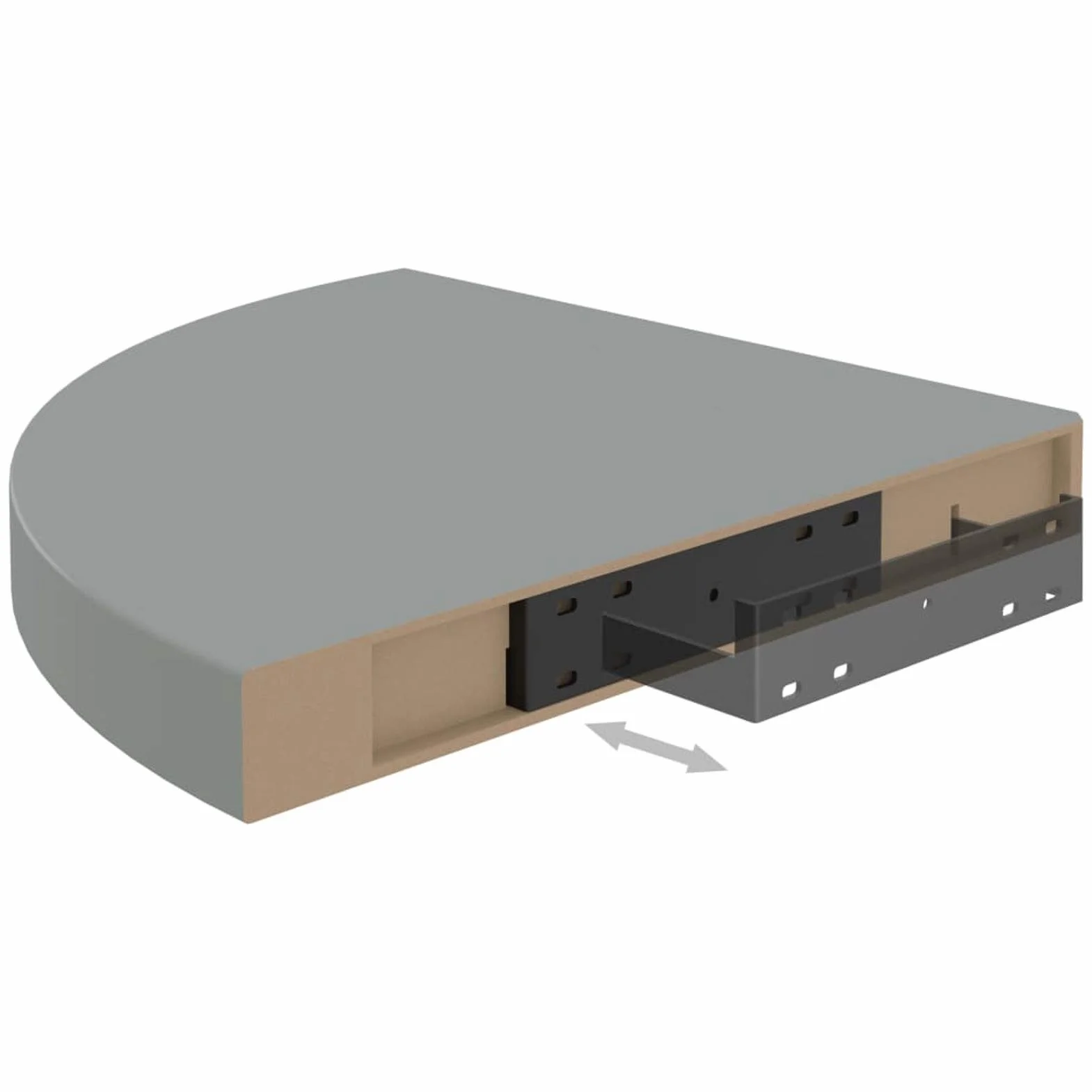 Tidyard Półka narożna pływająca ścienna szary 35x35x3,8 cm MDF