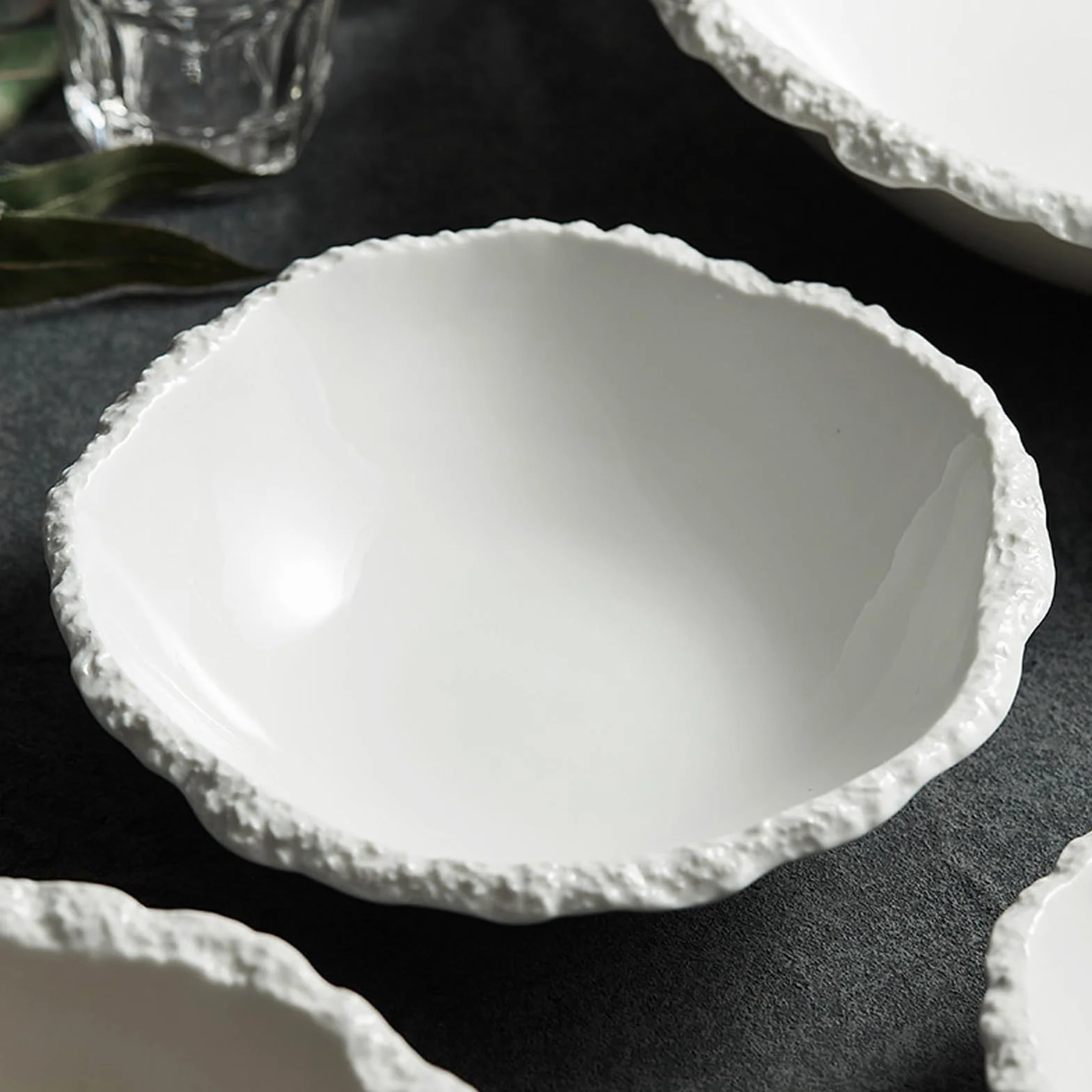 Talerz ceramiczny, talerz do naczyń, miska deserowa Dim Sum, miska ceramiczna, miska na jogurt, kreatywna zastawa stołowa do restauracji, biała, L