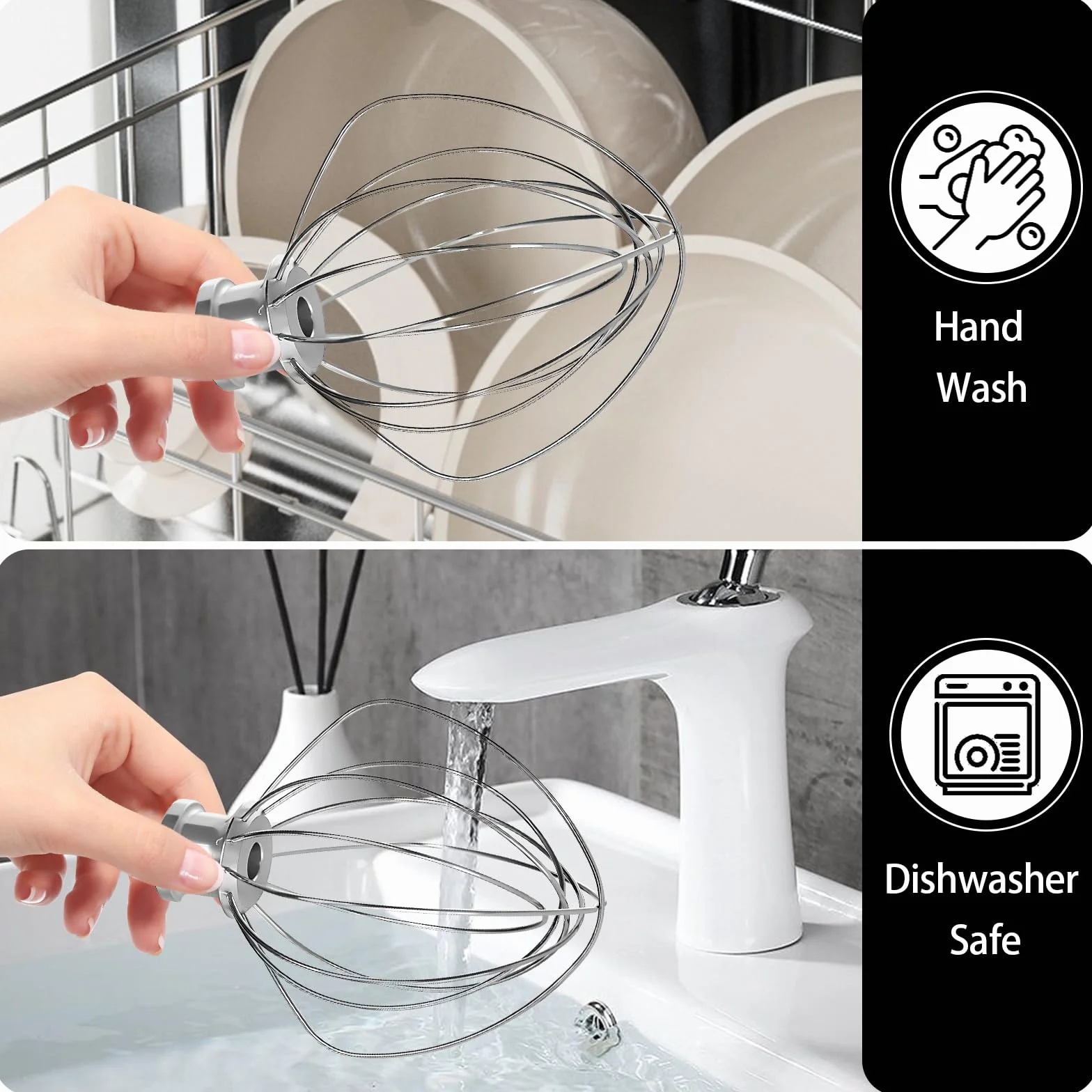 K45WW 6-żyłowa trzepaczka wymienna akcesoria ze stali nierdzewnej, kompatybilny z KitchenAid, trzepaczka do ugniatania, 4,5QT
