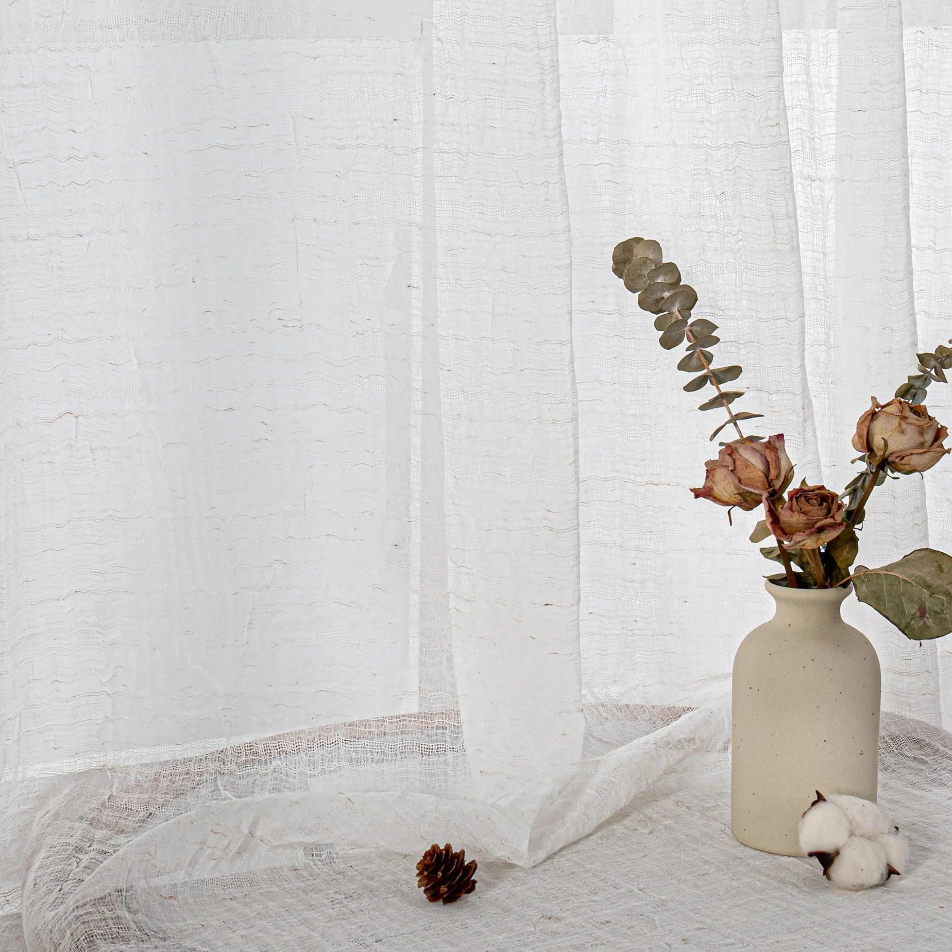 MYSKY HOME Zasłony do salonu, zasłony w stylu boho, 2-częściowy zestaw zasłon o wyglądzie lnu, półprzezroczyste, plisowane, do pokoju dziecięcego, wys. 245 x szer. 140 cm, beżowe