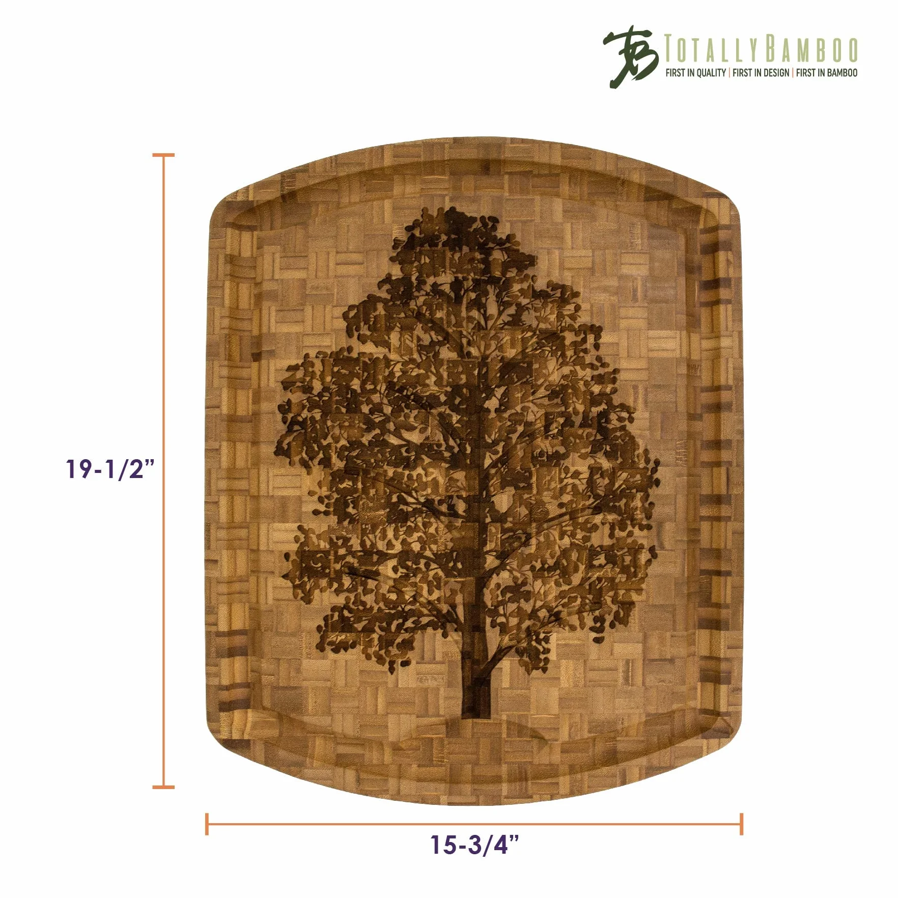 Totally Bamboo Deska do krojenia i rzeźbienia ze stałymi rowkami drzewa genealogicznego do opróżniania, 100% bambus
